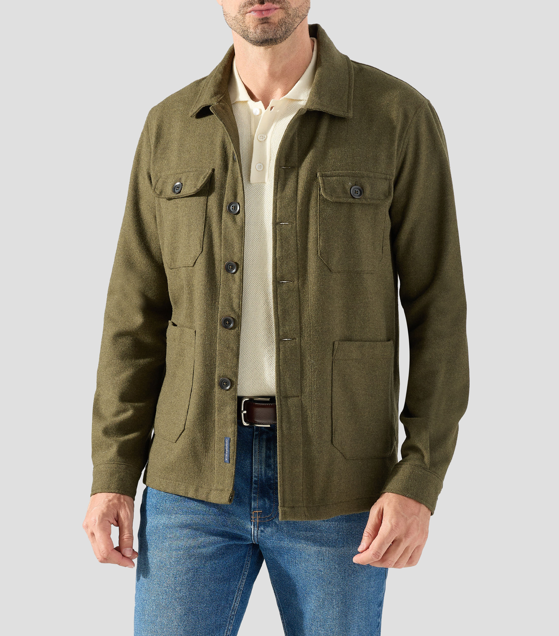 Sobrecamisa lisa manga larga Hombre