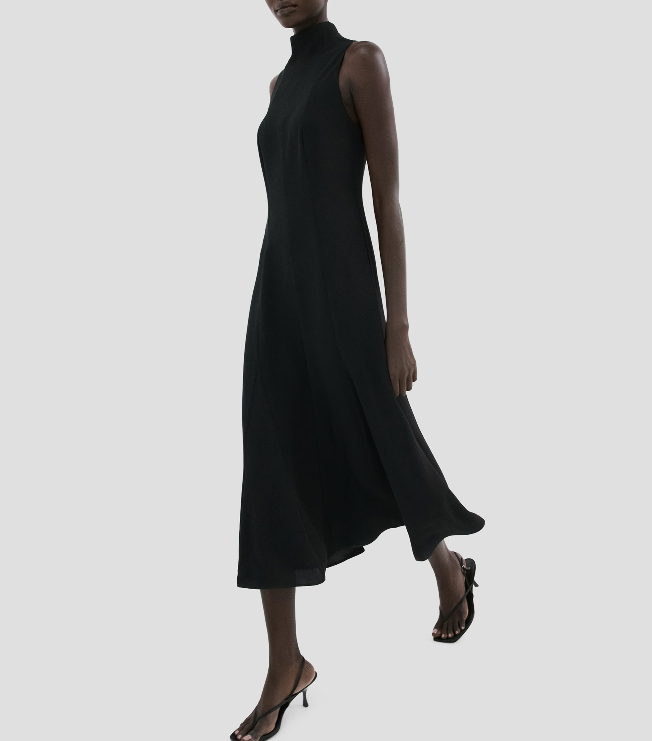 Vestido midi liso Mujer