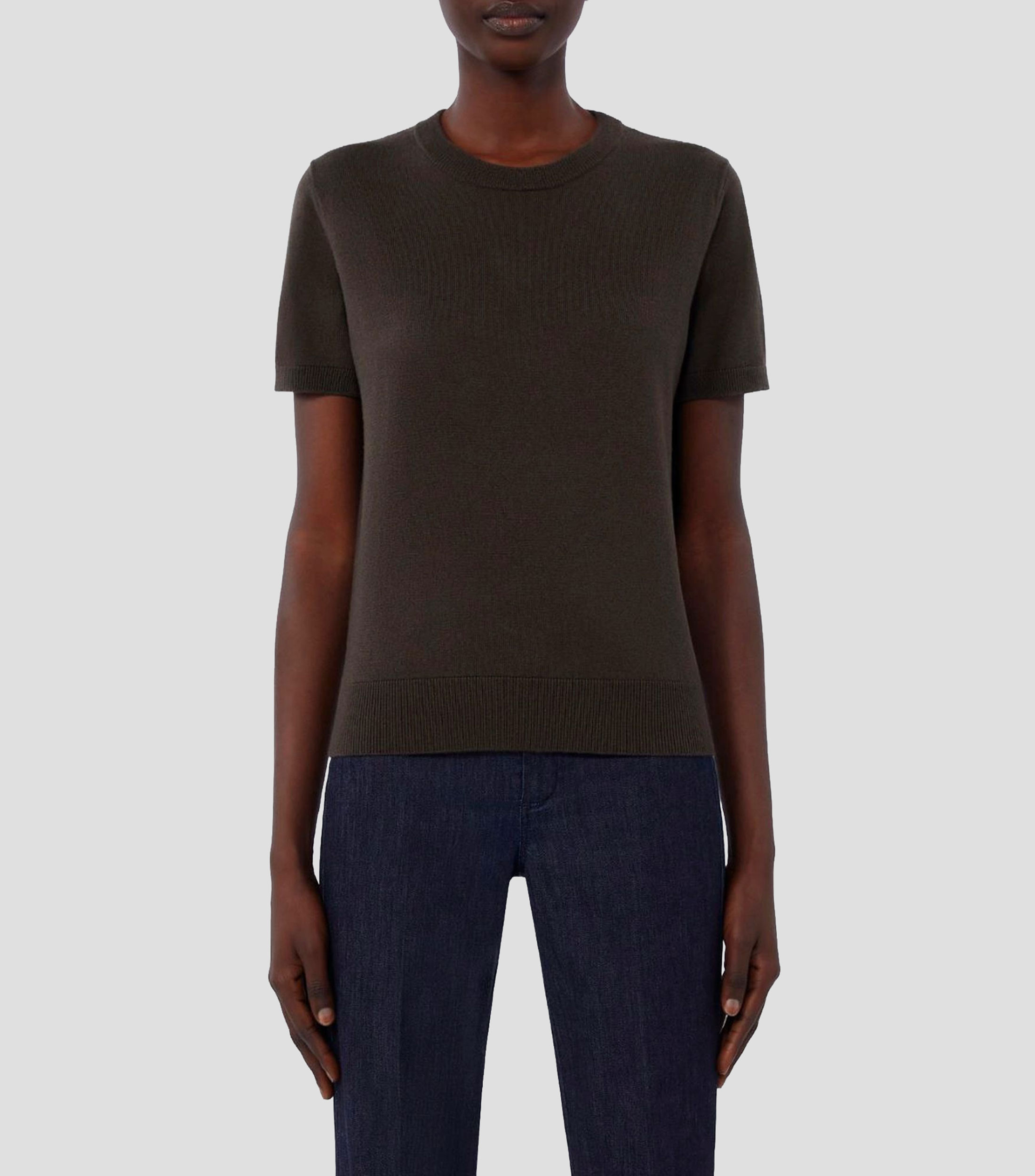 Blusa lisa con manga corta Mujer