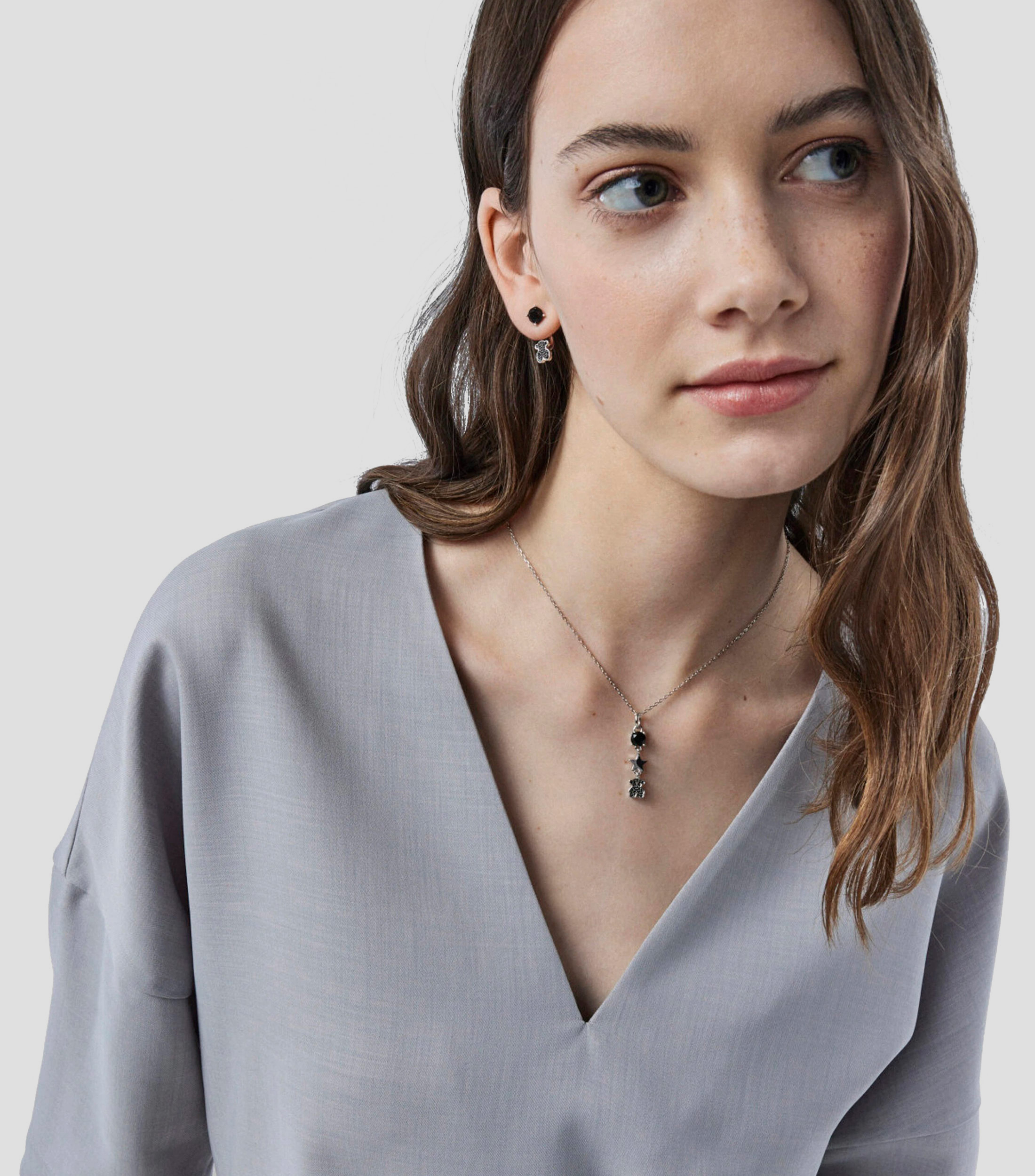 Dije con cadena en plata .925 con onix Join Mujer