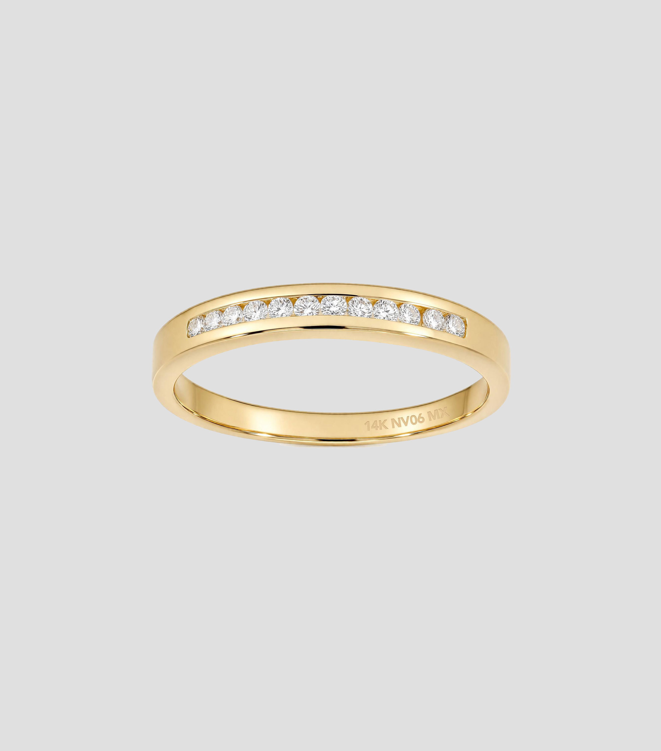 Anillo en Oro amarillo de 14 Kilates con brillantes Mujer