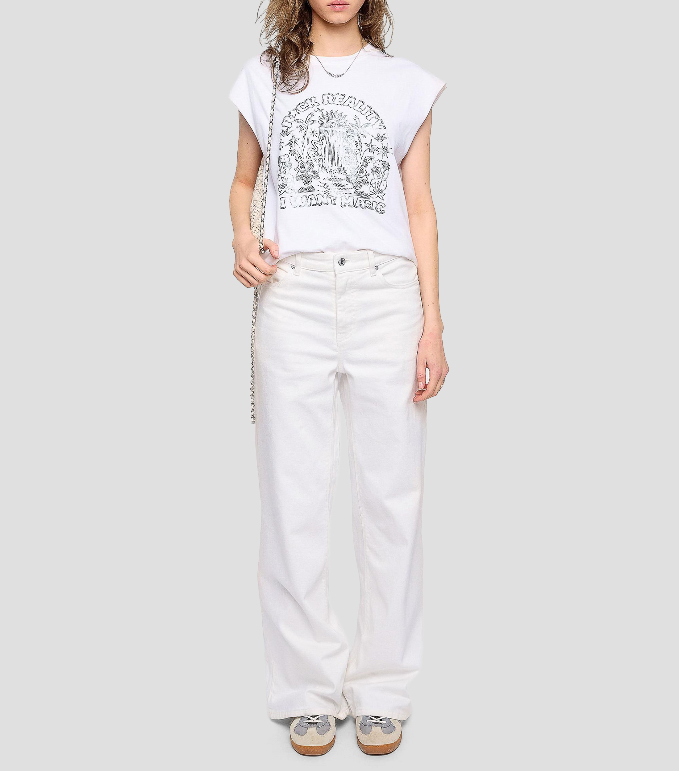 Playera cuello redondo sin mangas fantasía Mujer