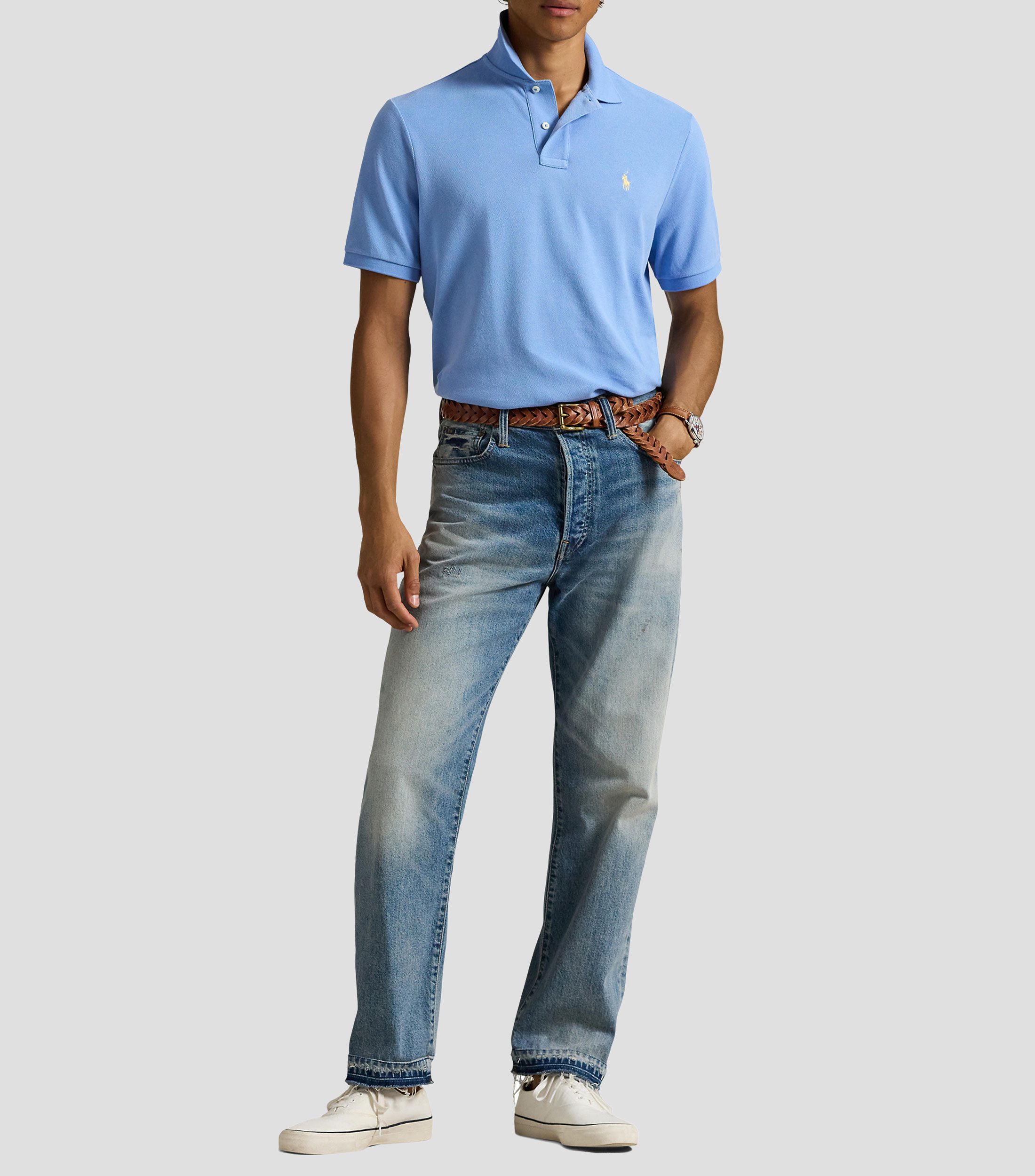 Playera tipo polo manga corta lisa Hombre