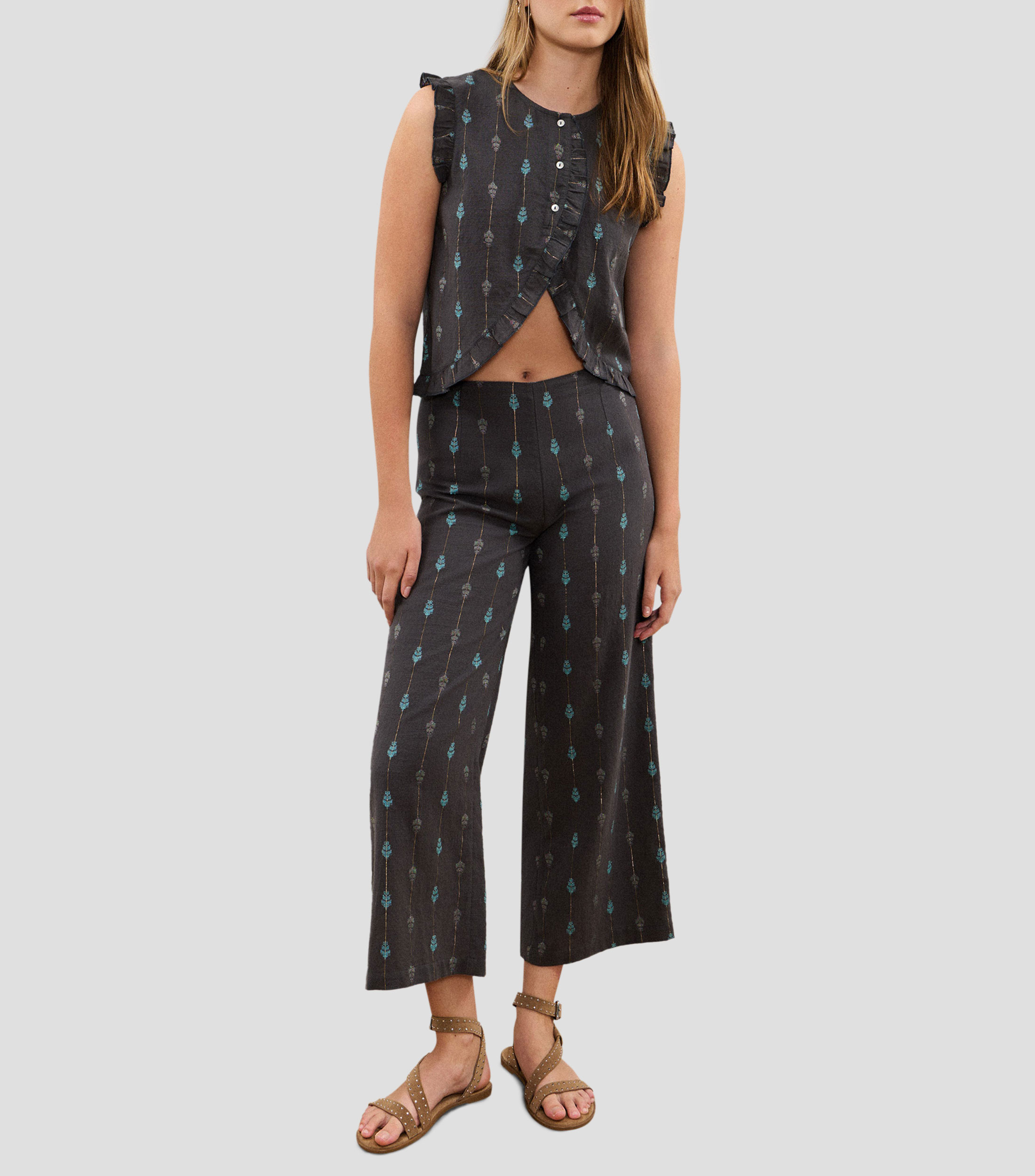 Blusa con estampado sin mangas Mujer