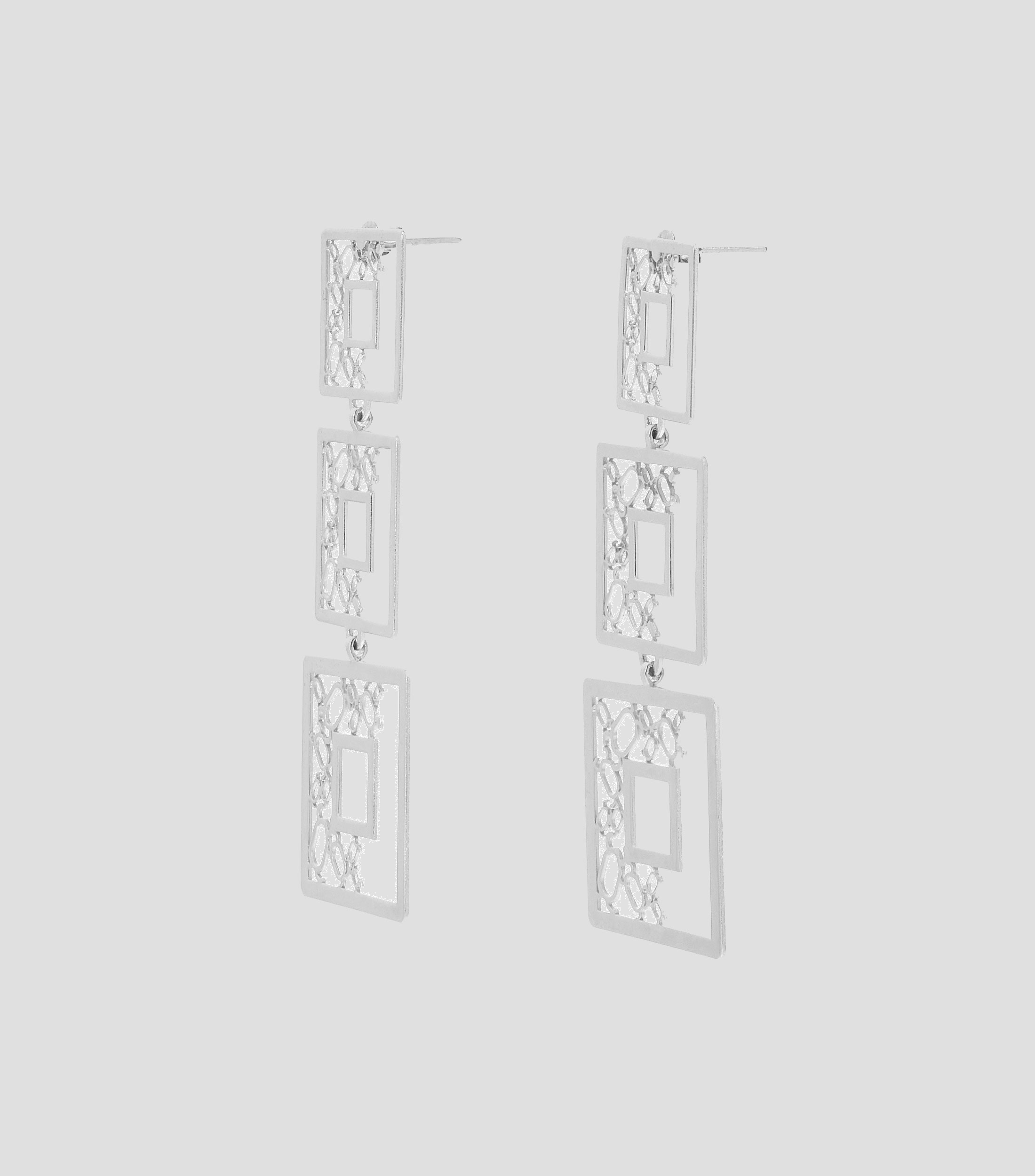 Aretes Amor Creciente Cuadros en plata .925 Mujer