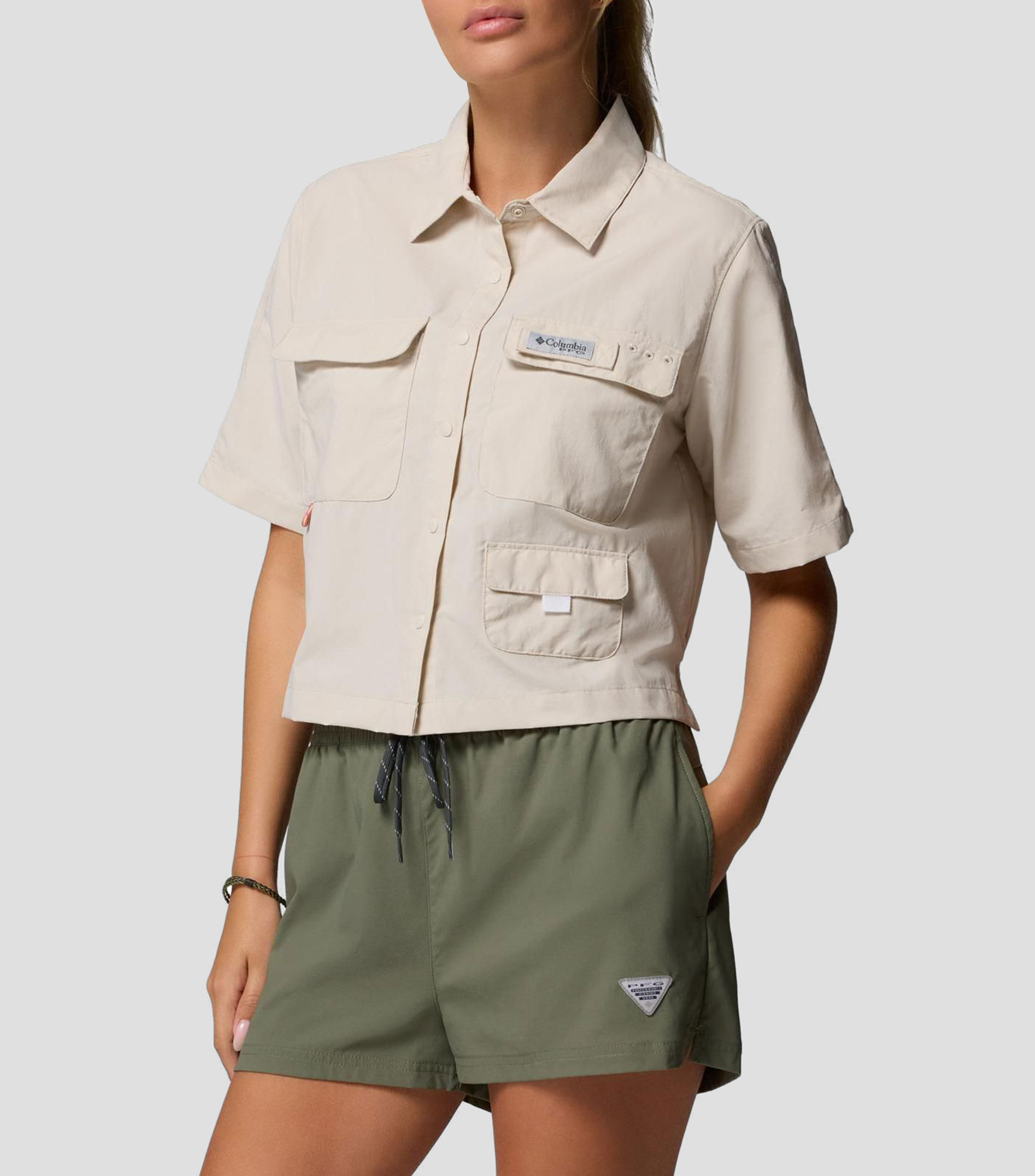 Camisa lisa manga corta Mujer