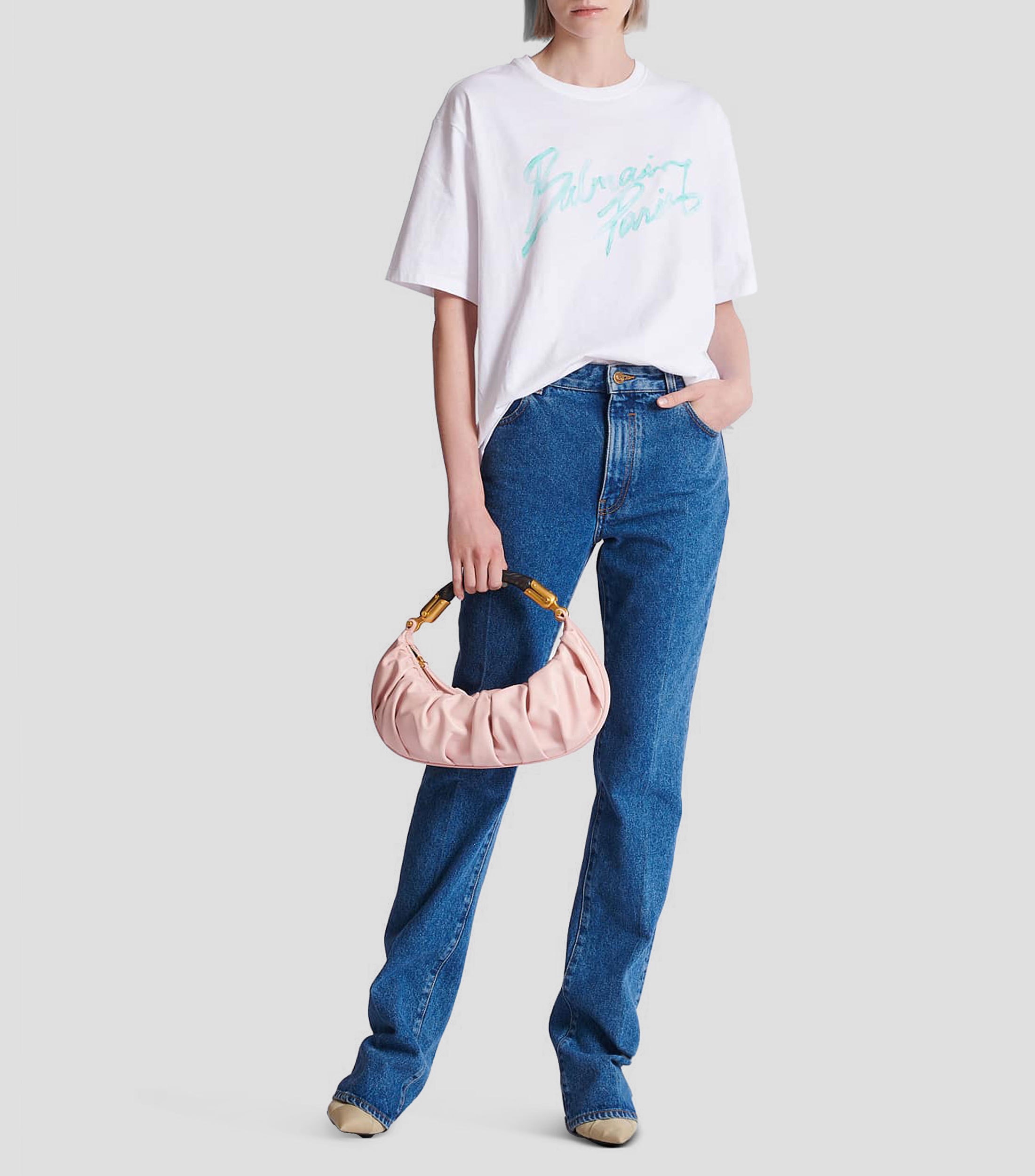 Playera de cuello redondo con manga corta estampada Mujer