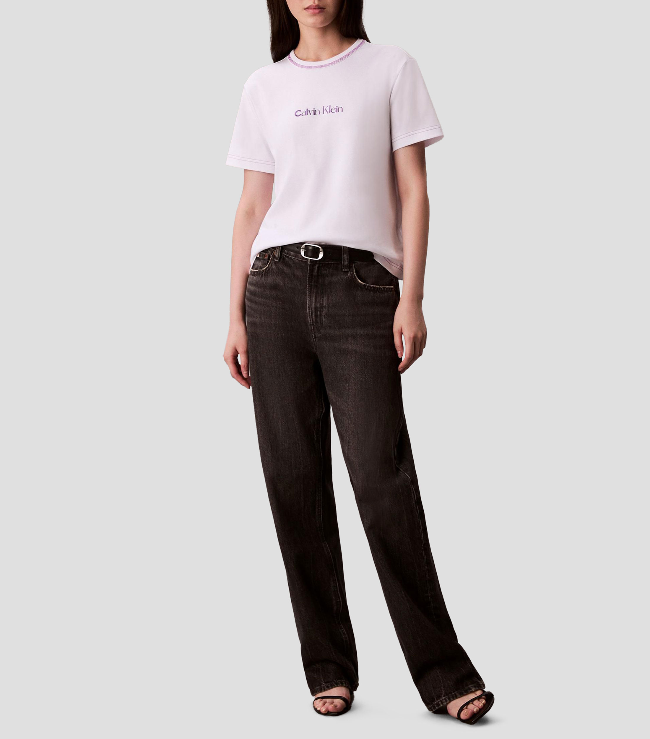 Playera cuello redondo manga corta lisa Mujer