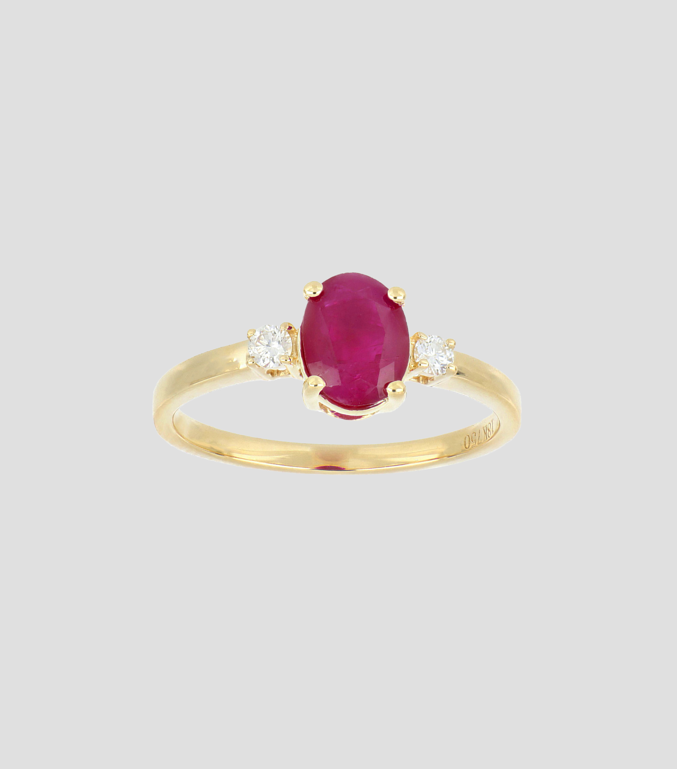 Anillo en Oro amarillo de 18 kilates con rubí Mujer