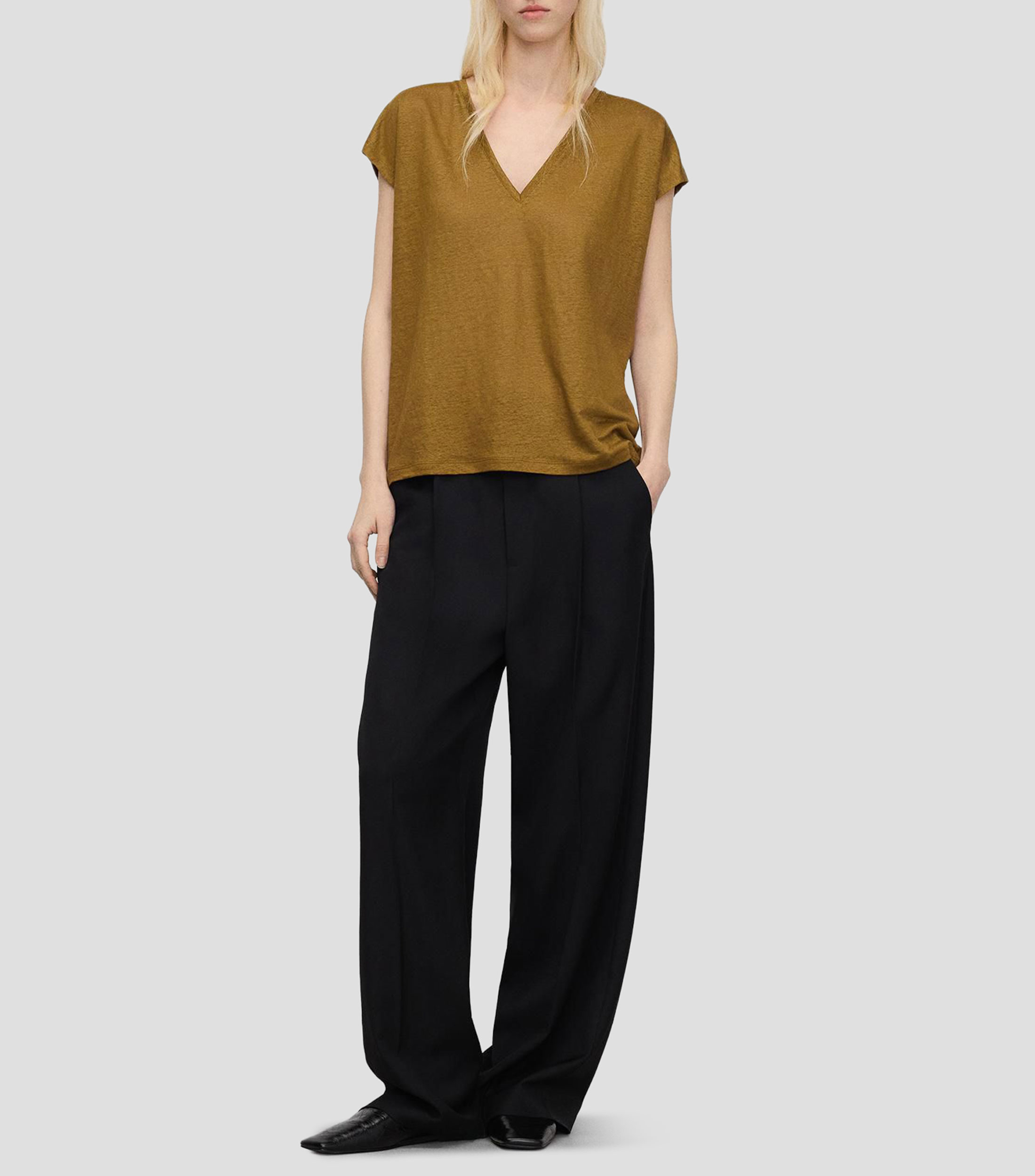 Blusa jaspeada manga corta Mujer