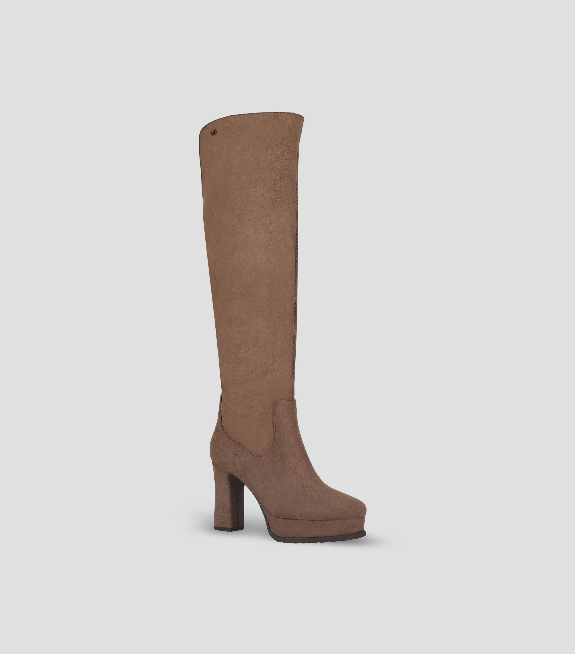 Botas de tacón alto ancho en piel Mujer