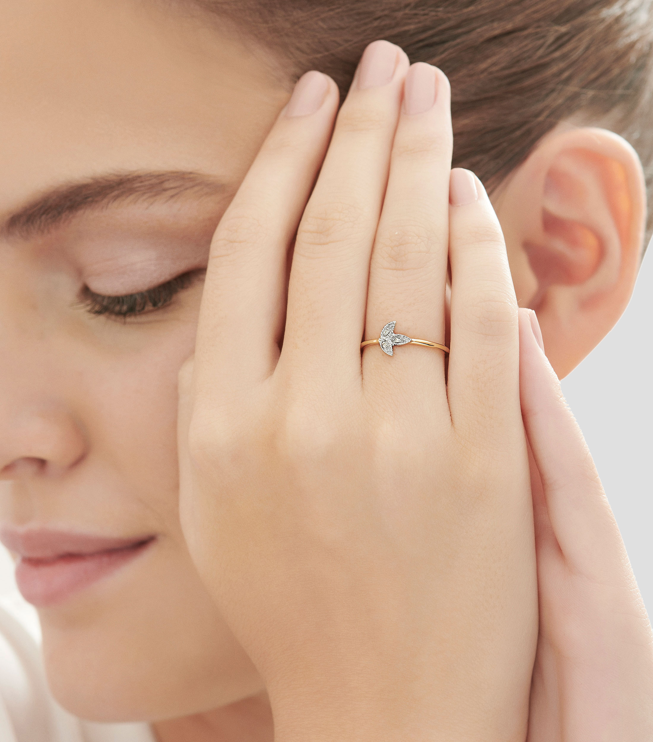 Anillo en oro amarillo de 18 kilates con diamantes MyCollection Flora Mujer