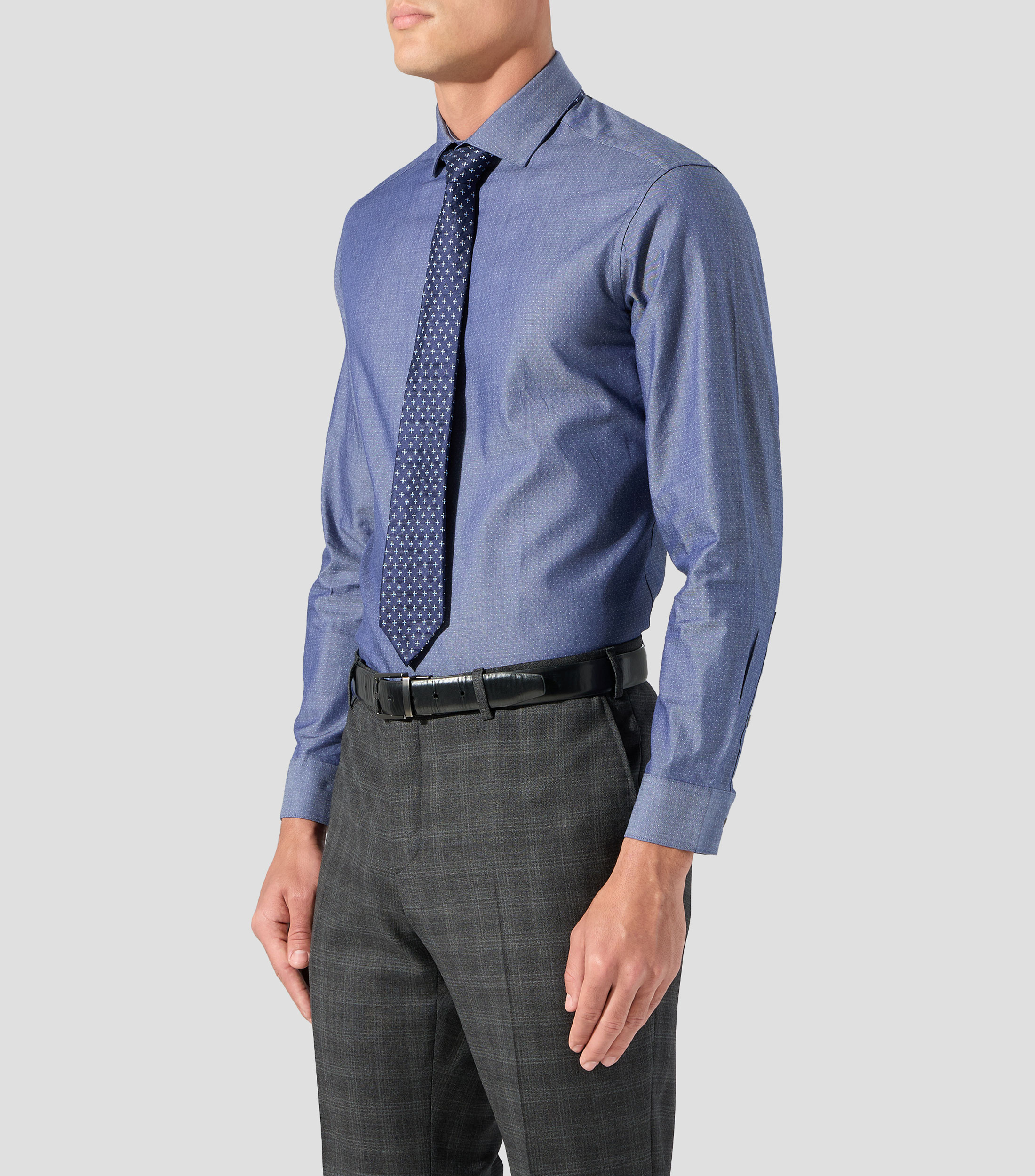 Camisa con microdiseño manga larga Hombre