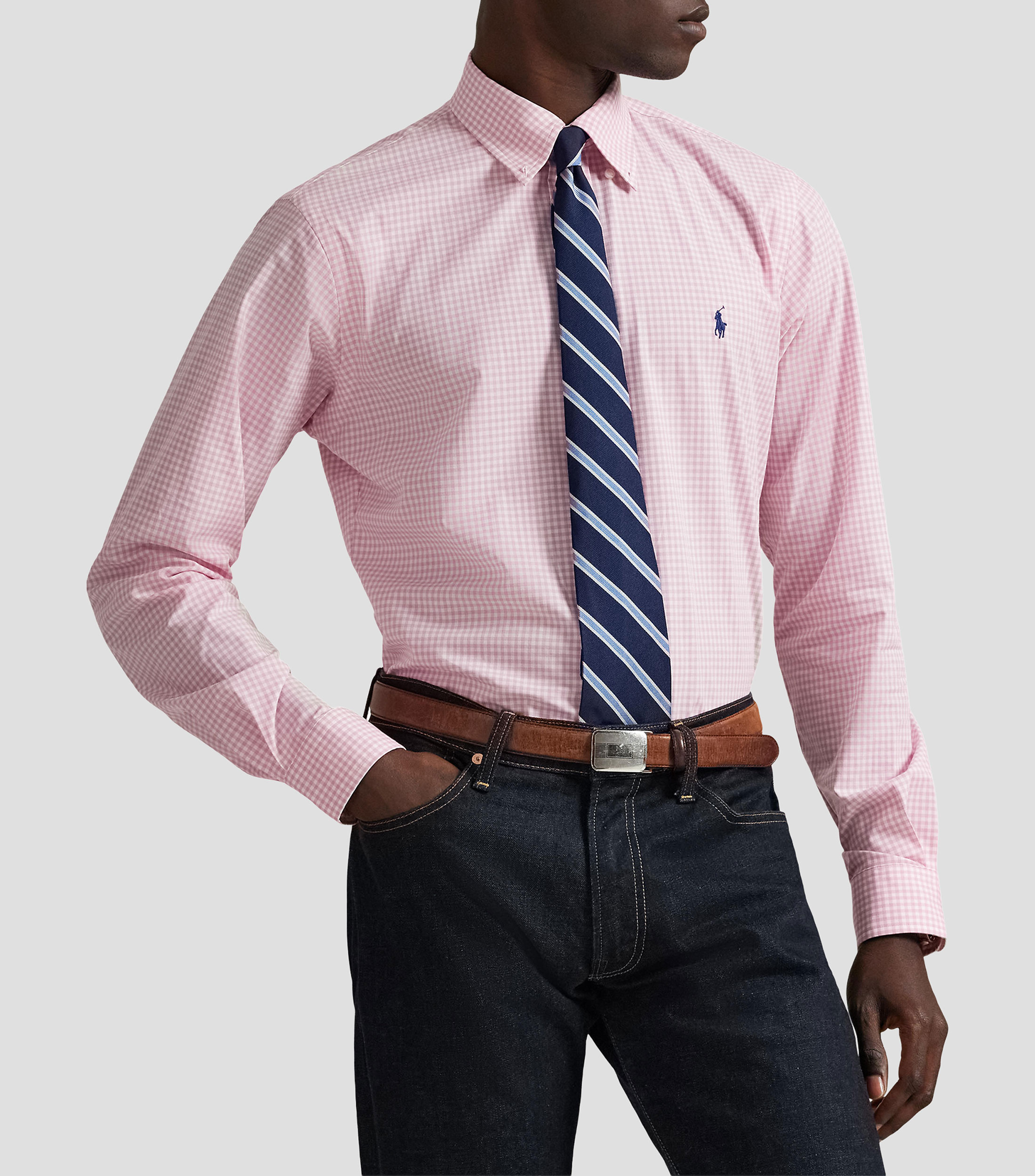 Camisa con cuadros manga larga Hombre