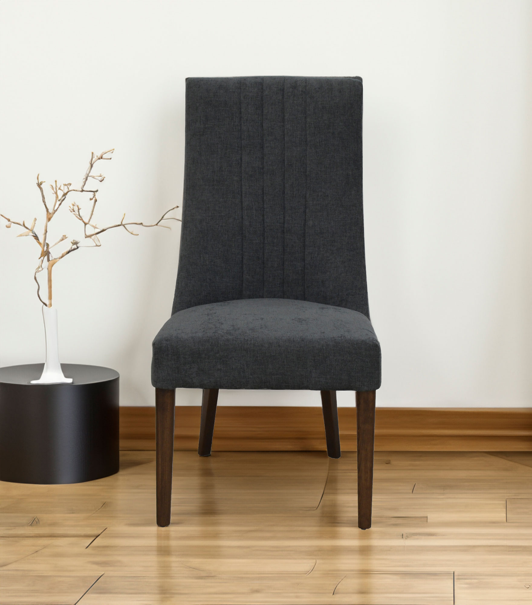 Silla Parma en madera y tela, gris