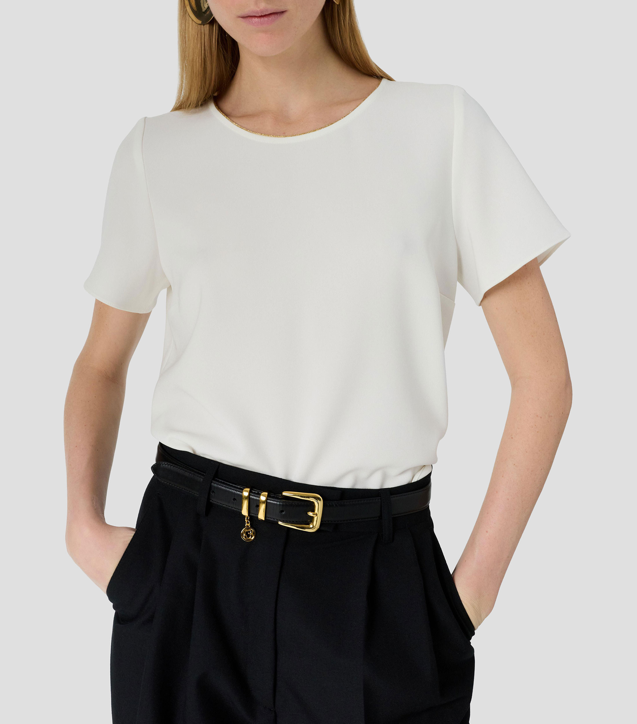 Blusa lisa manga corta Mujer