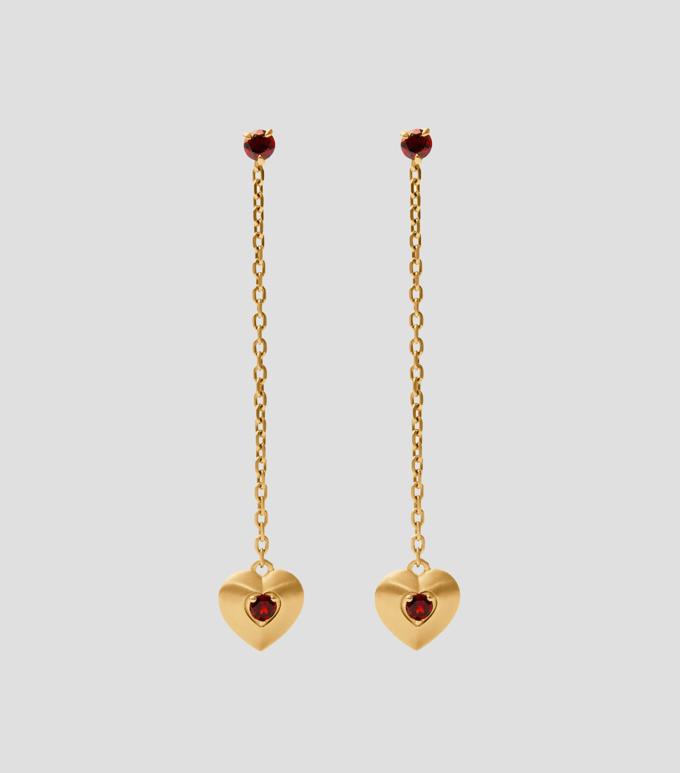 Pendientes largos en Plata con granate y topacio corazón Mujer
