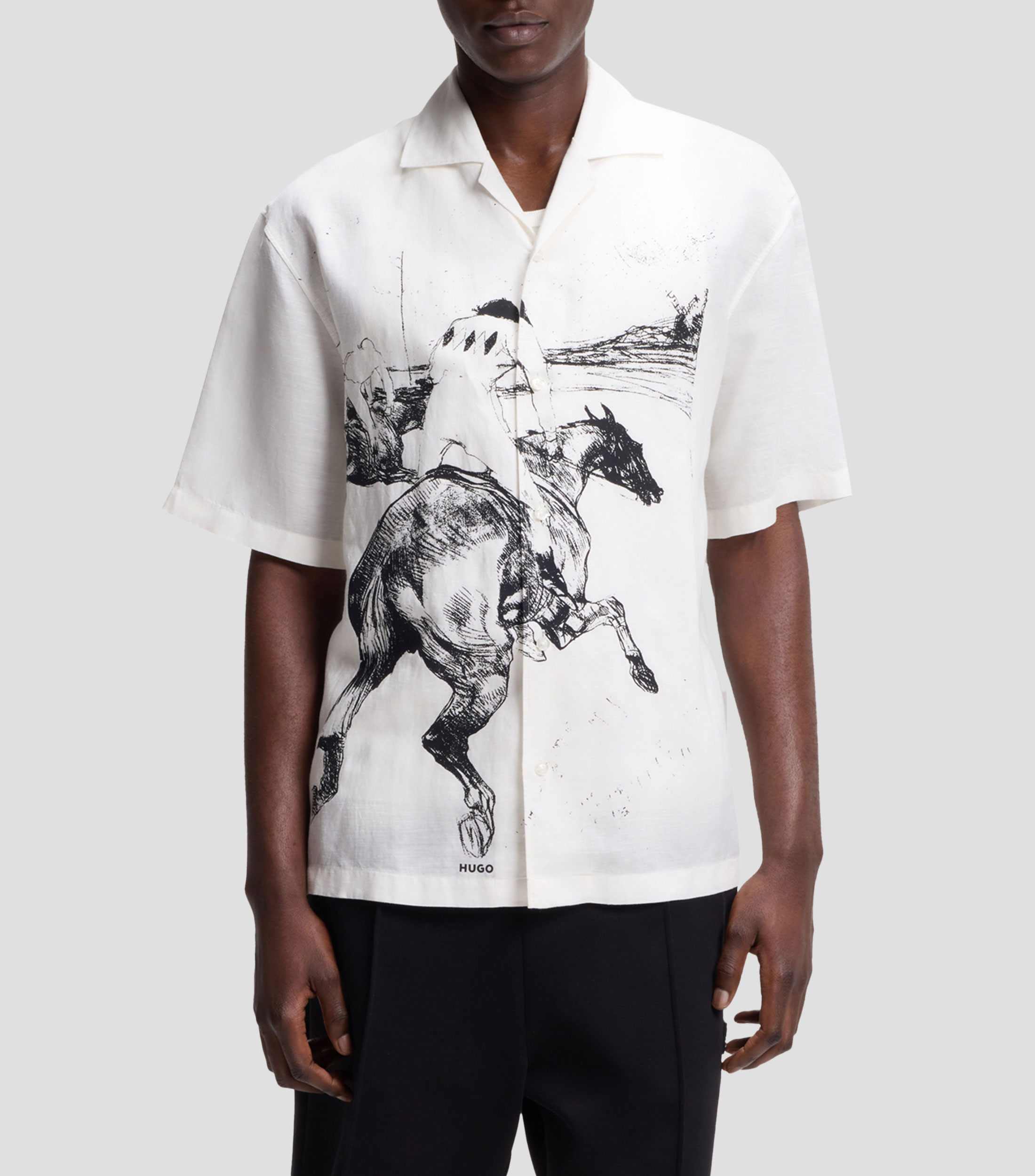 Camisa estampada con manga corta Hombre