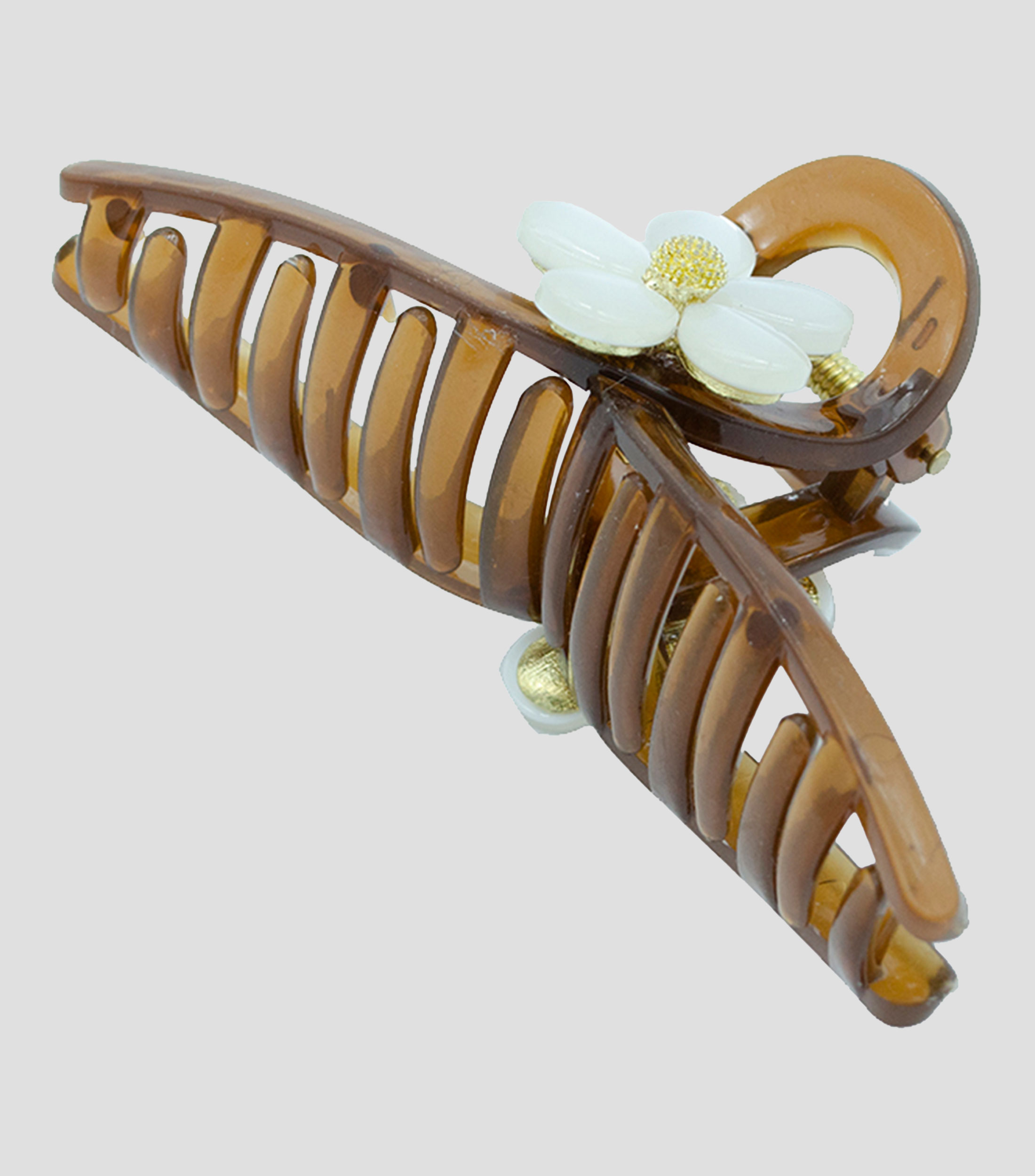 Pinza para cabello grande marrón Margarita Mujer