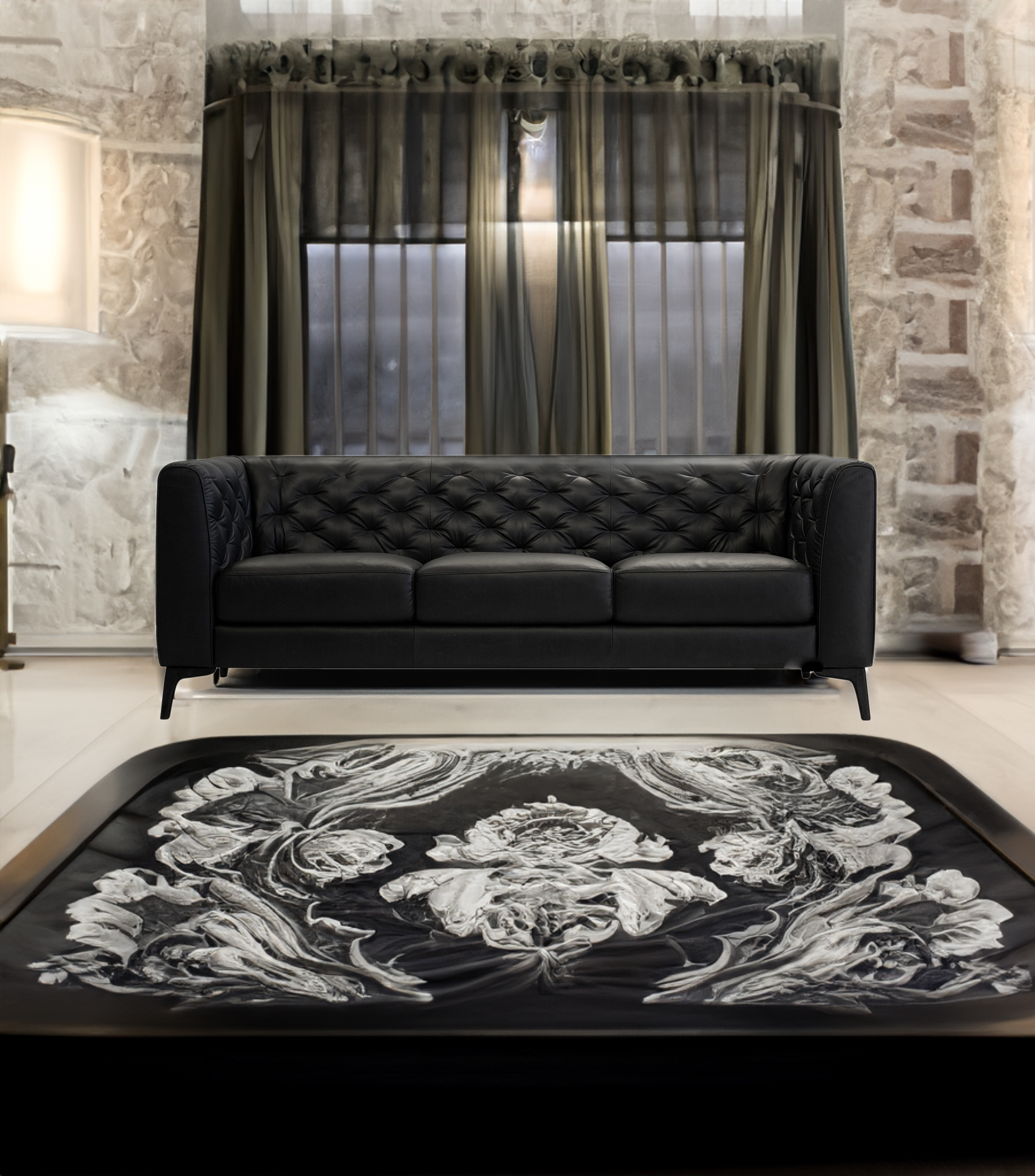 Sofa Dalton en piel negro