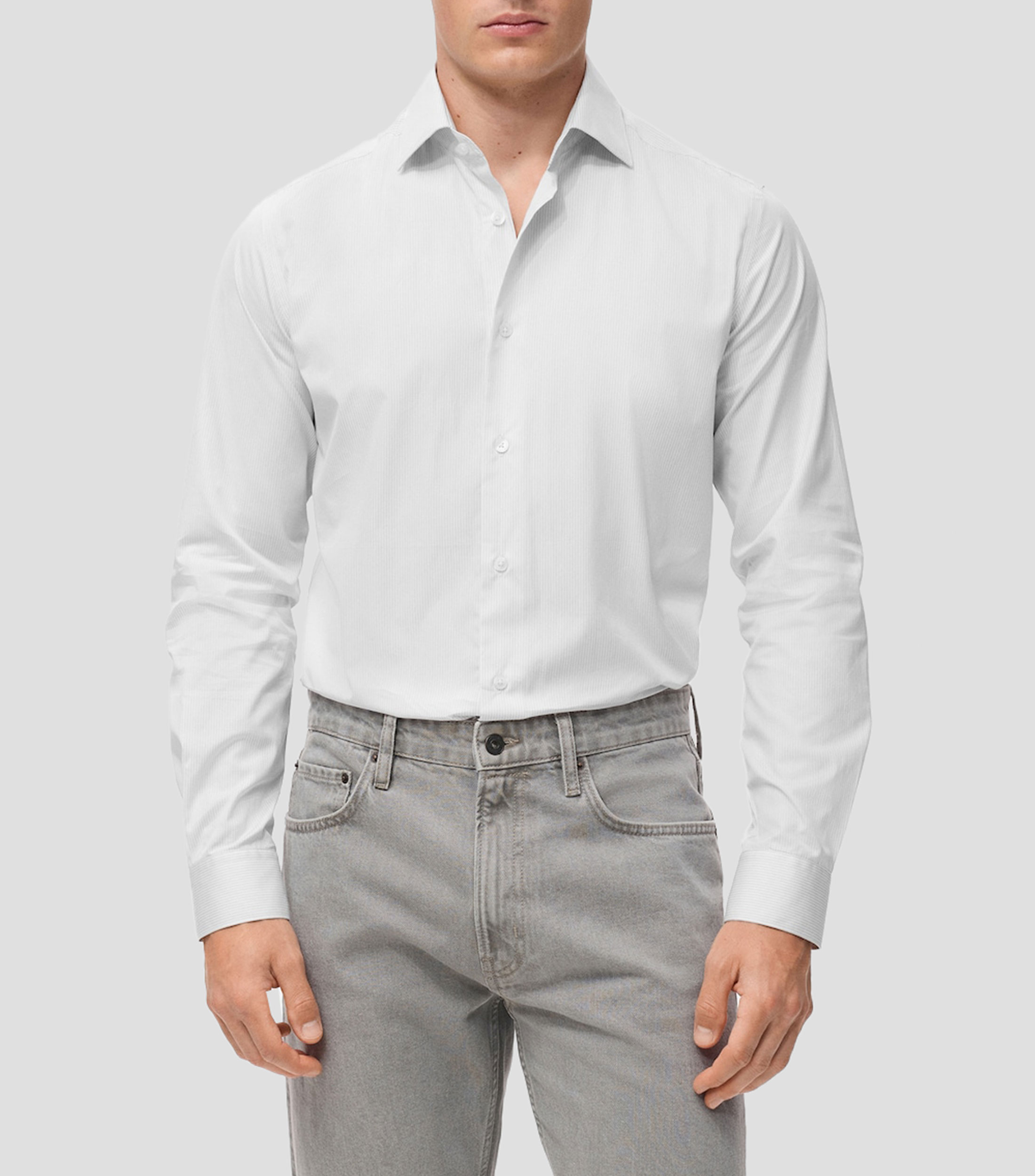 Camisa lisa manga larga Hombre