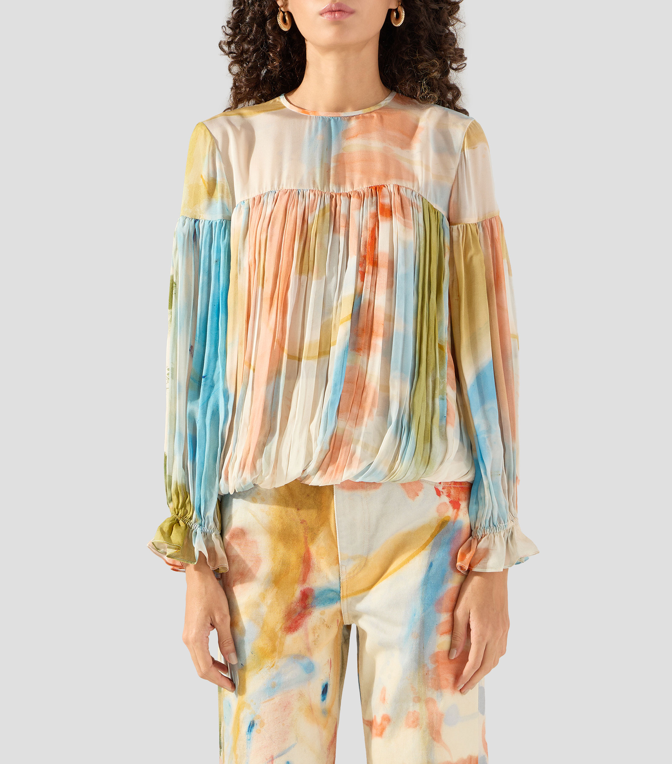Blusa estampada con manga larga Mujer
