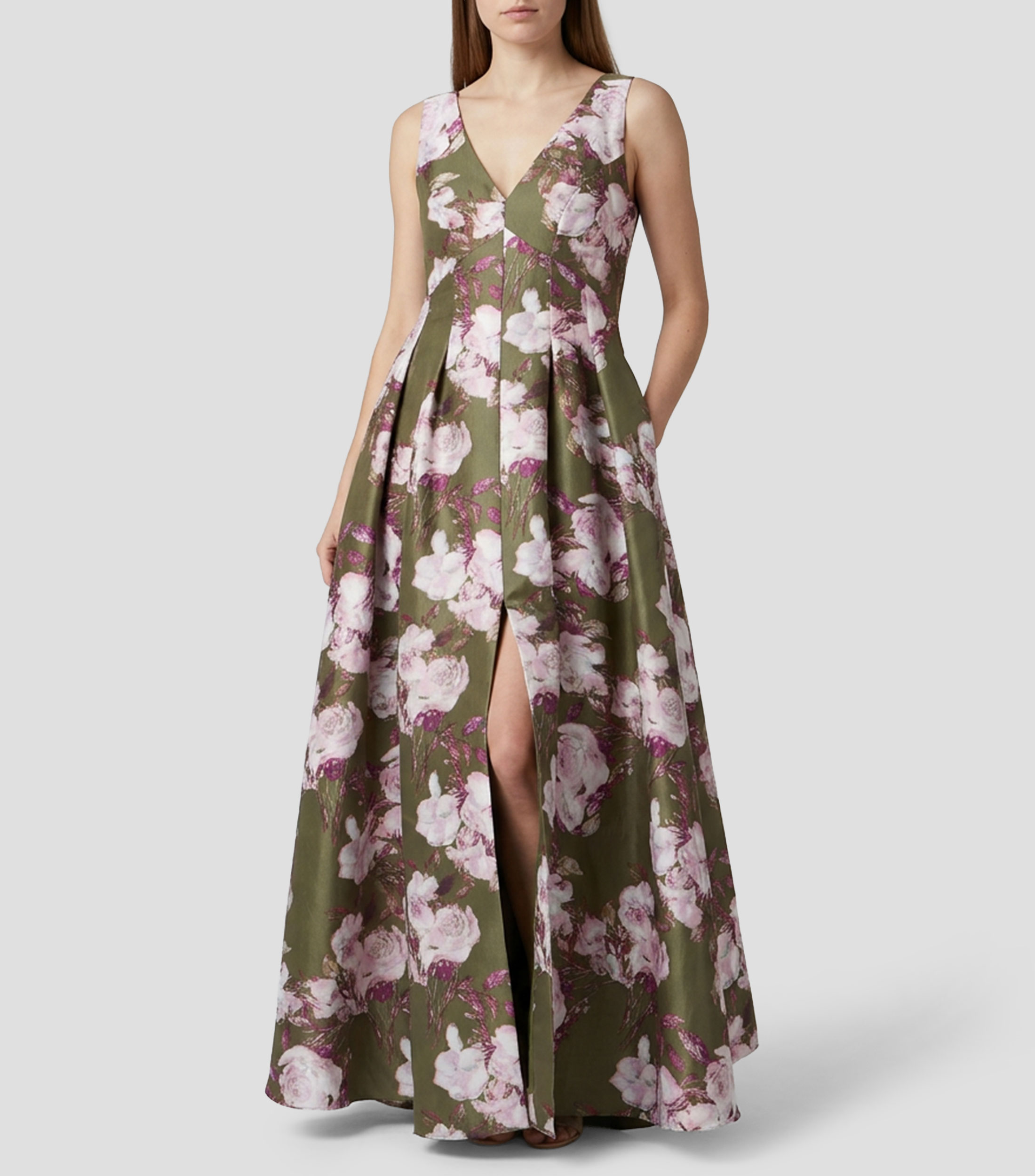 Vestido largo con estampado Mujer