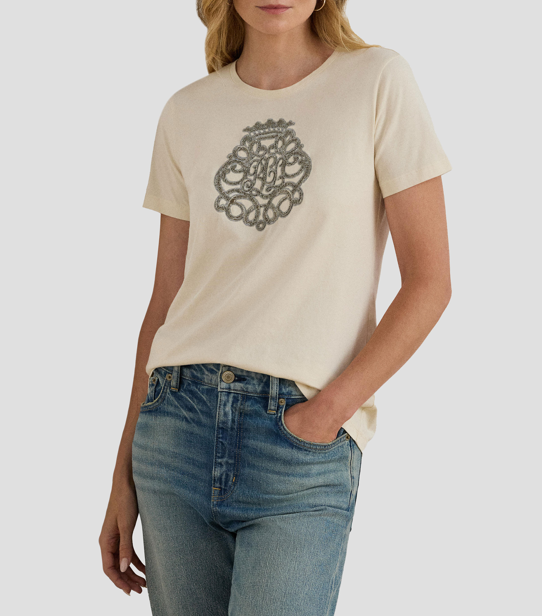 Playera cuello redondo manga corta lisa Mujer
