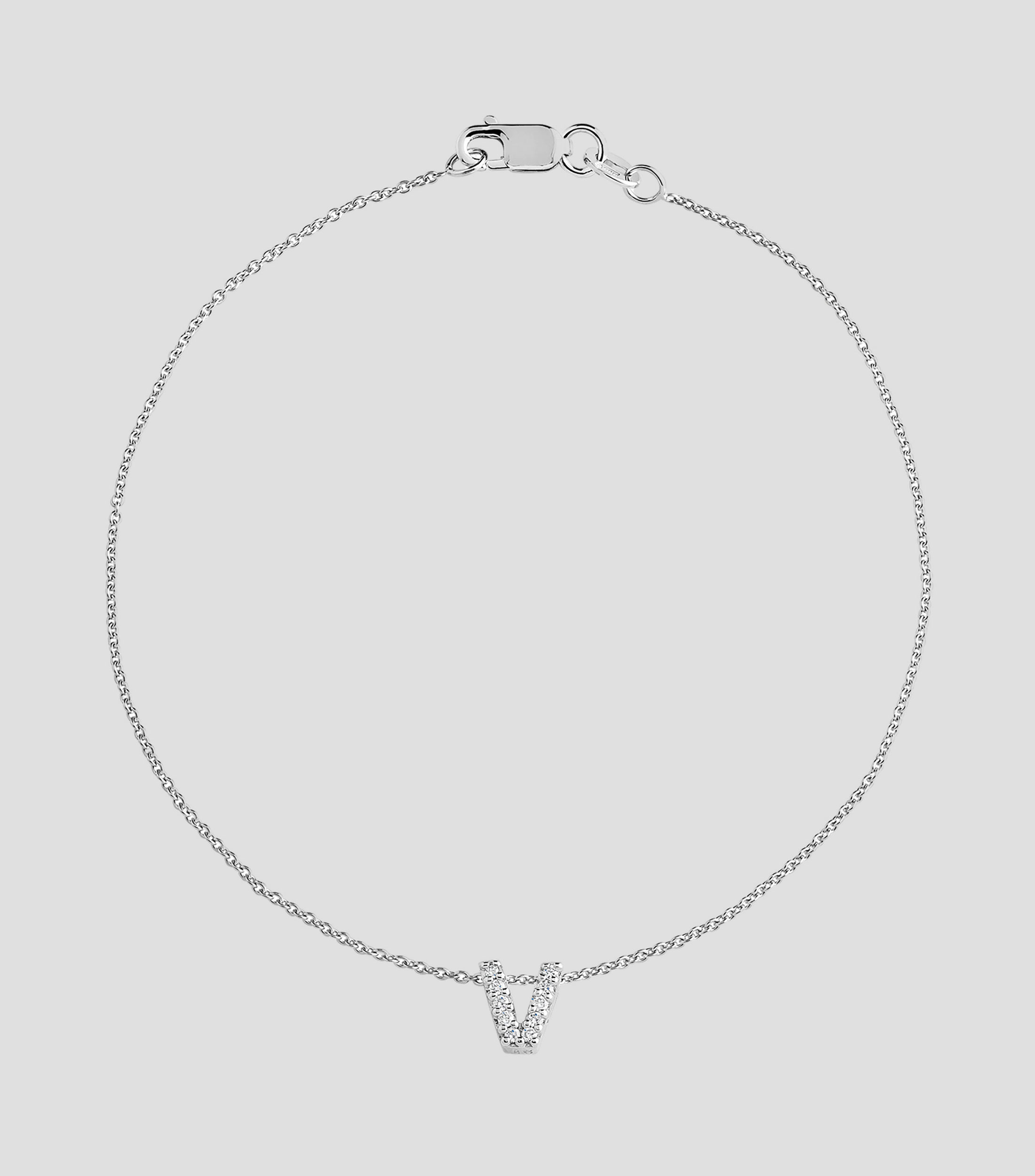 Pulsera en Oro 18 Kilates con Letra "V" Diamantes Mujer