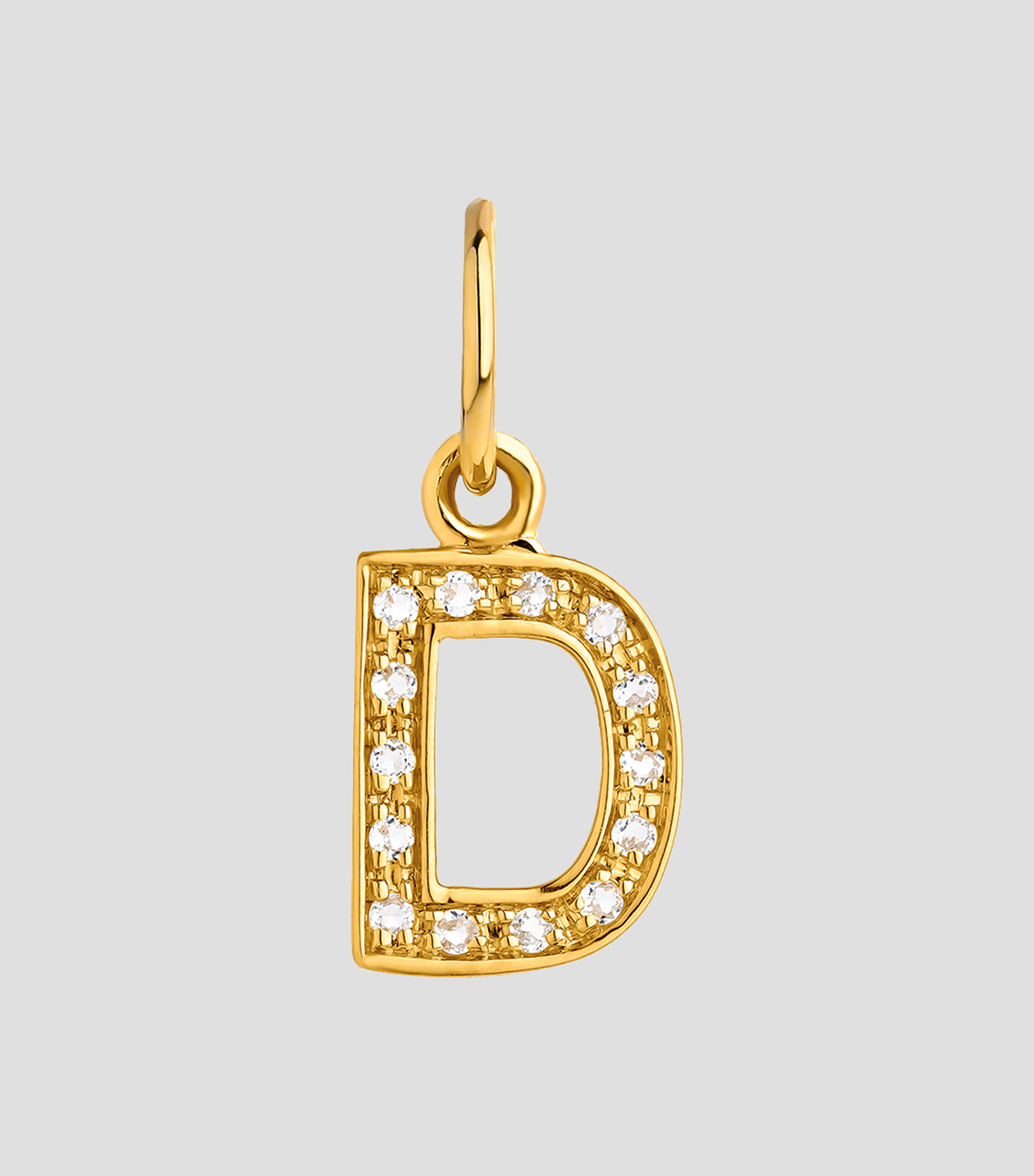 Dije inicial D en plata .925 ABC con topacios blancos Mujer