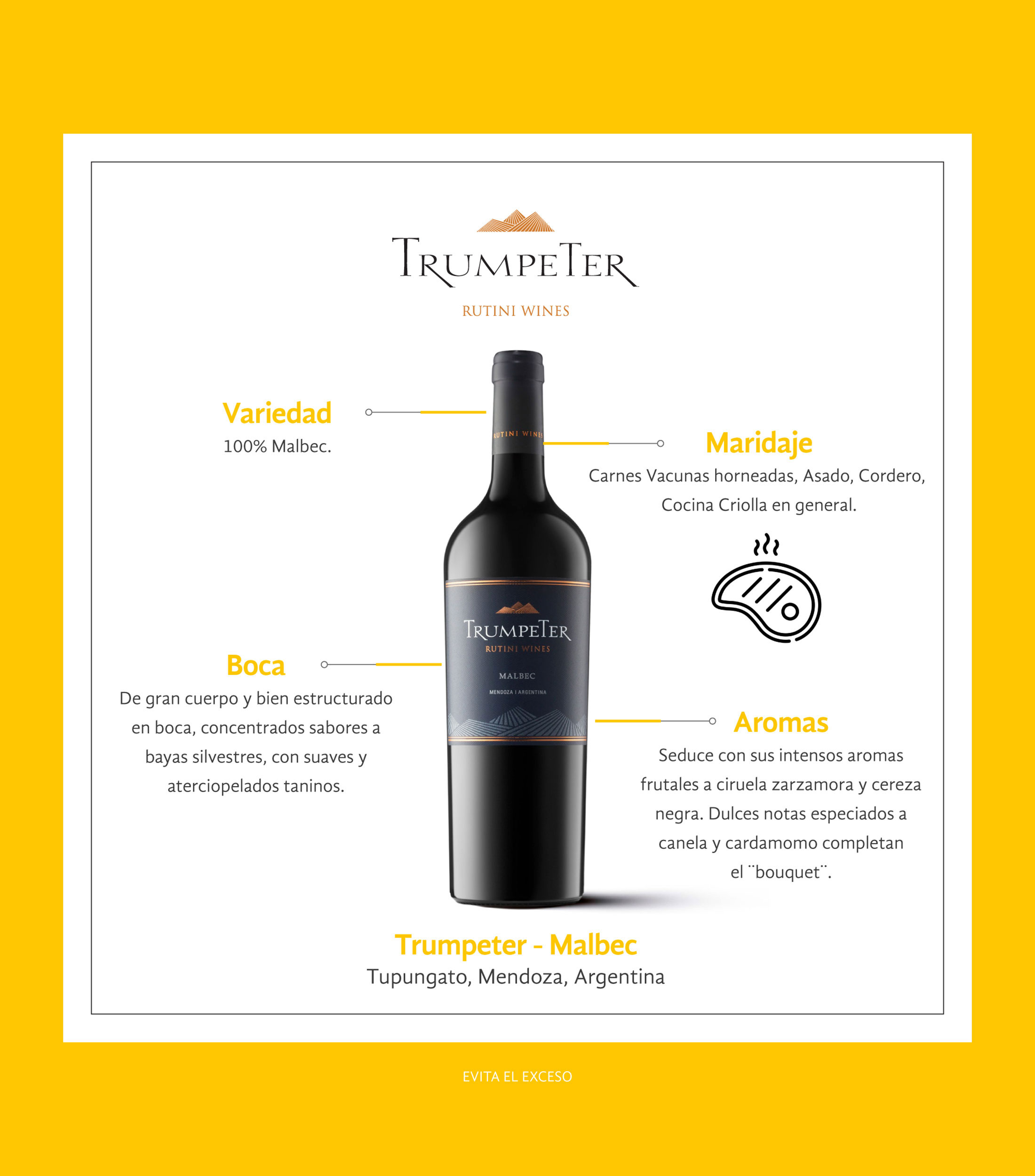 Vino tinto Malbec Trumpeter 2023, Argentina, 750 ml