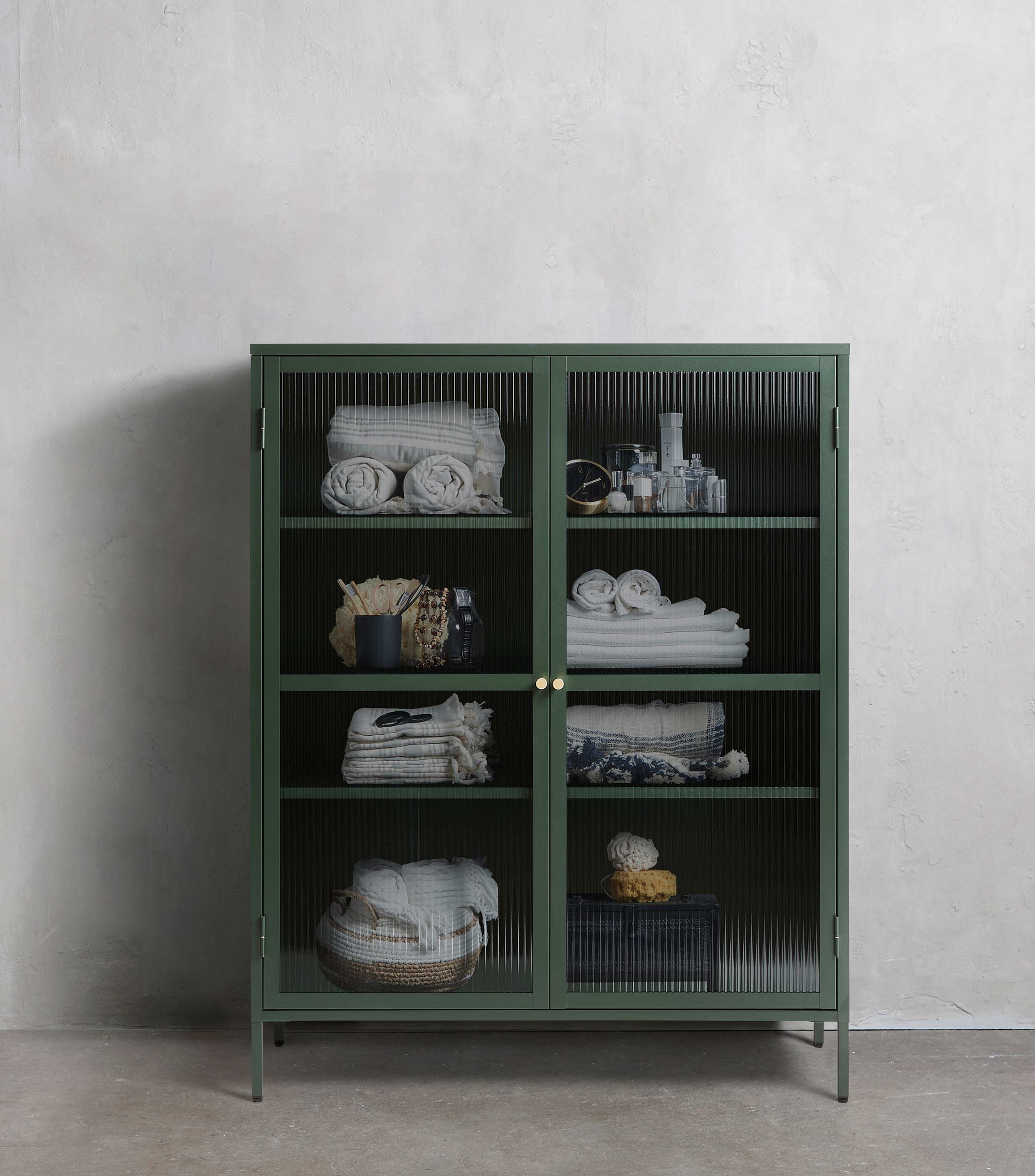 Gabinete Bronco en Metal y Vidrio Templado Verde