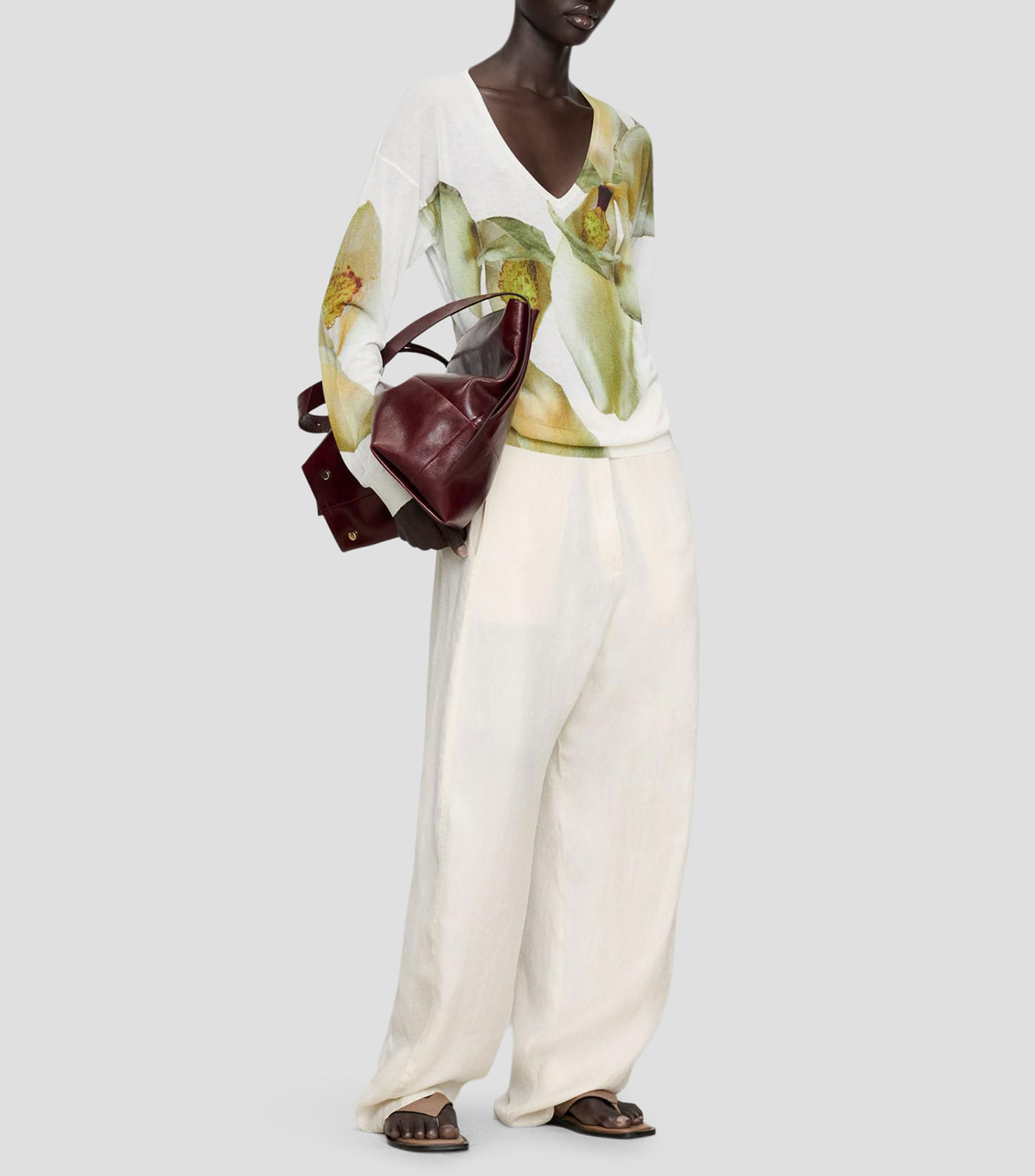 Blusa estampada manga larga Mujer