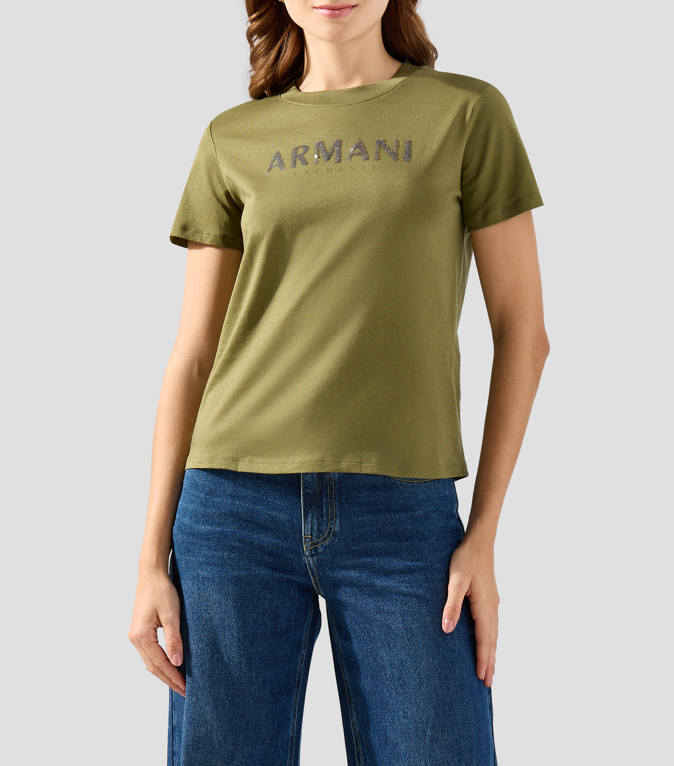 Playera cuello redondo manga corta estampada Mujer