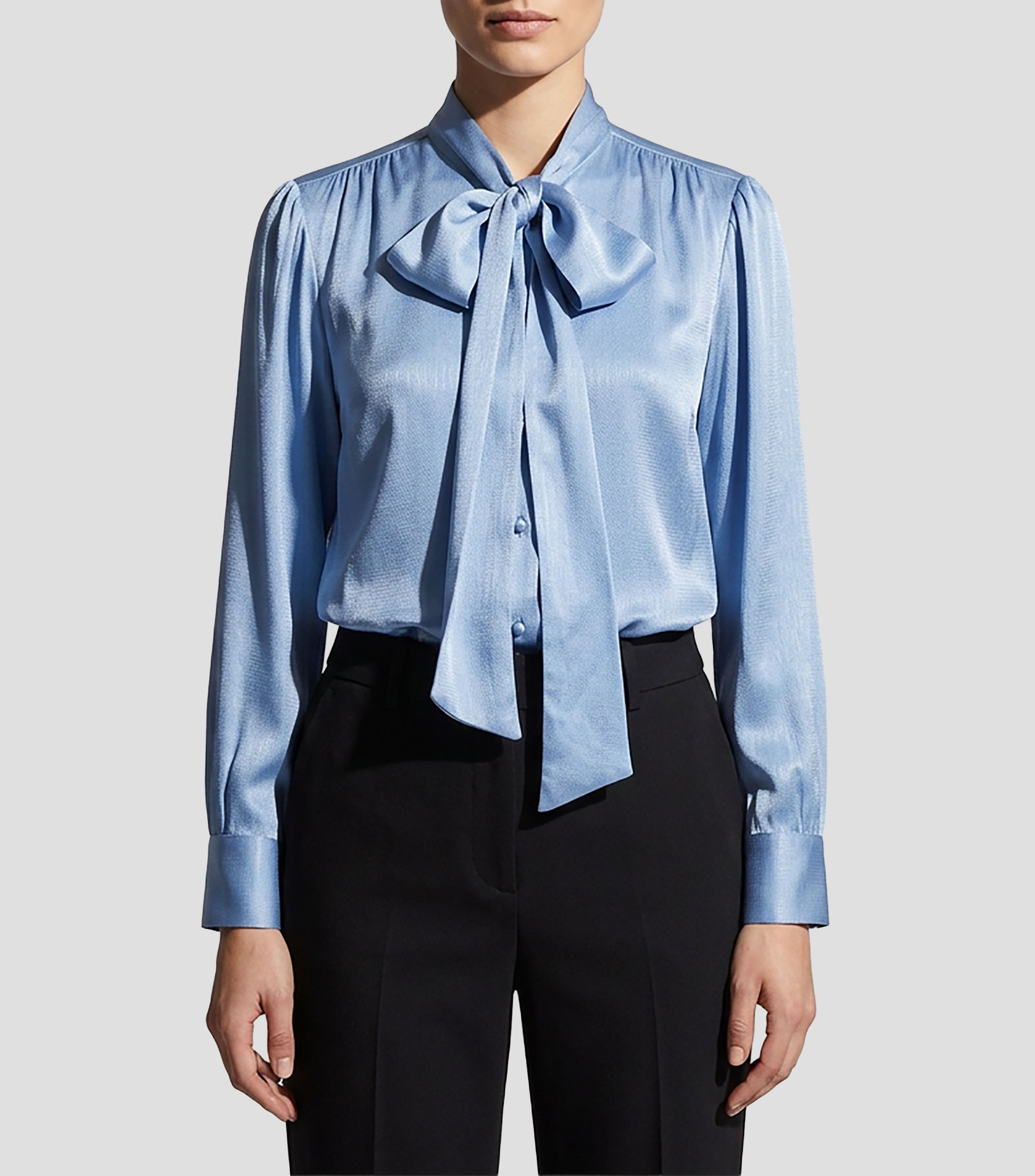 Blusa lisa con textura manga larga Mujer