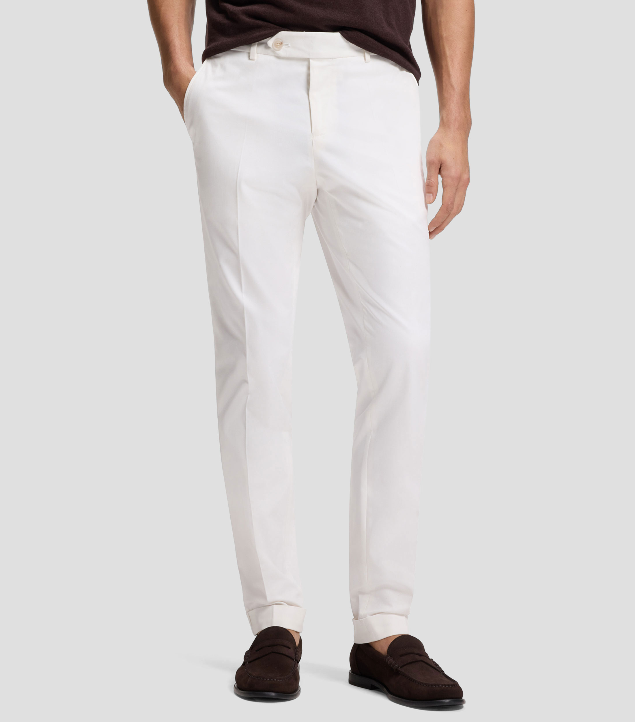 Pantalón slim de algodón elástico lavable Hombre