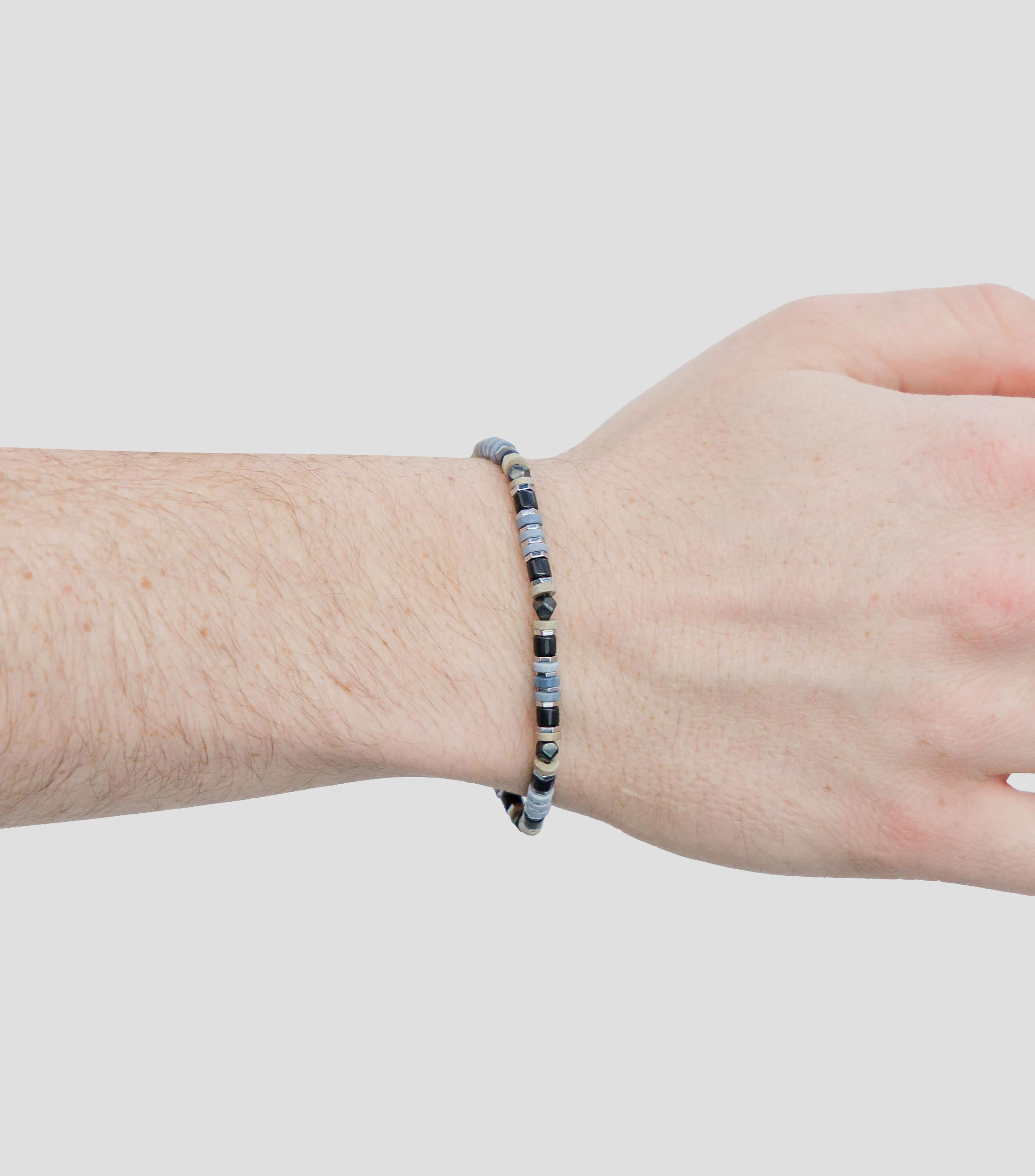 Pulsera en plata 925 multicolor con cuentas geométricas Hombre