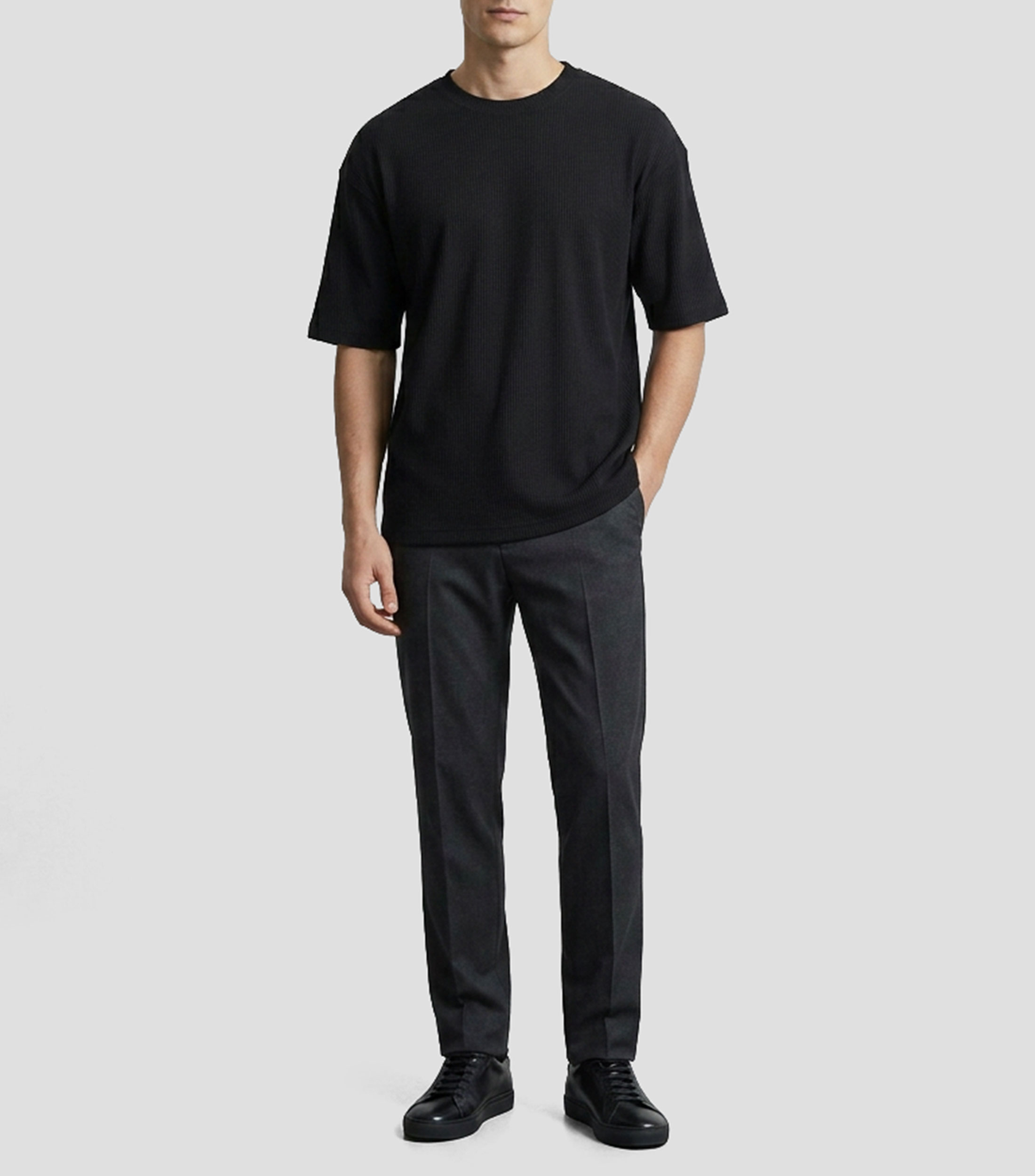 Playera cuello redondo manga corta sólida Hombre