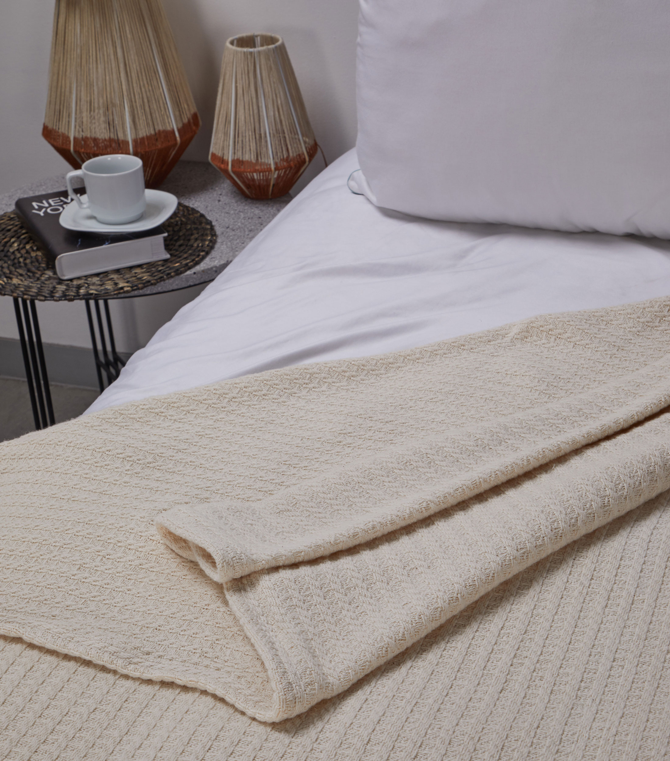 Cobertor tejido Individual Cotone Dolce beige