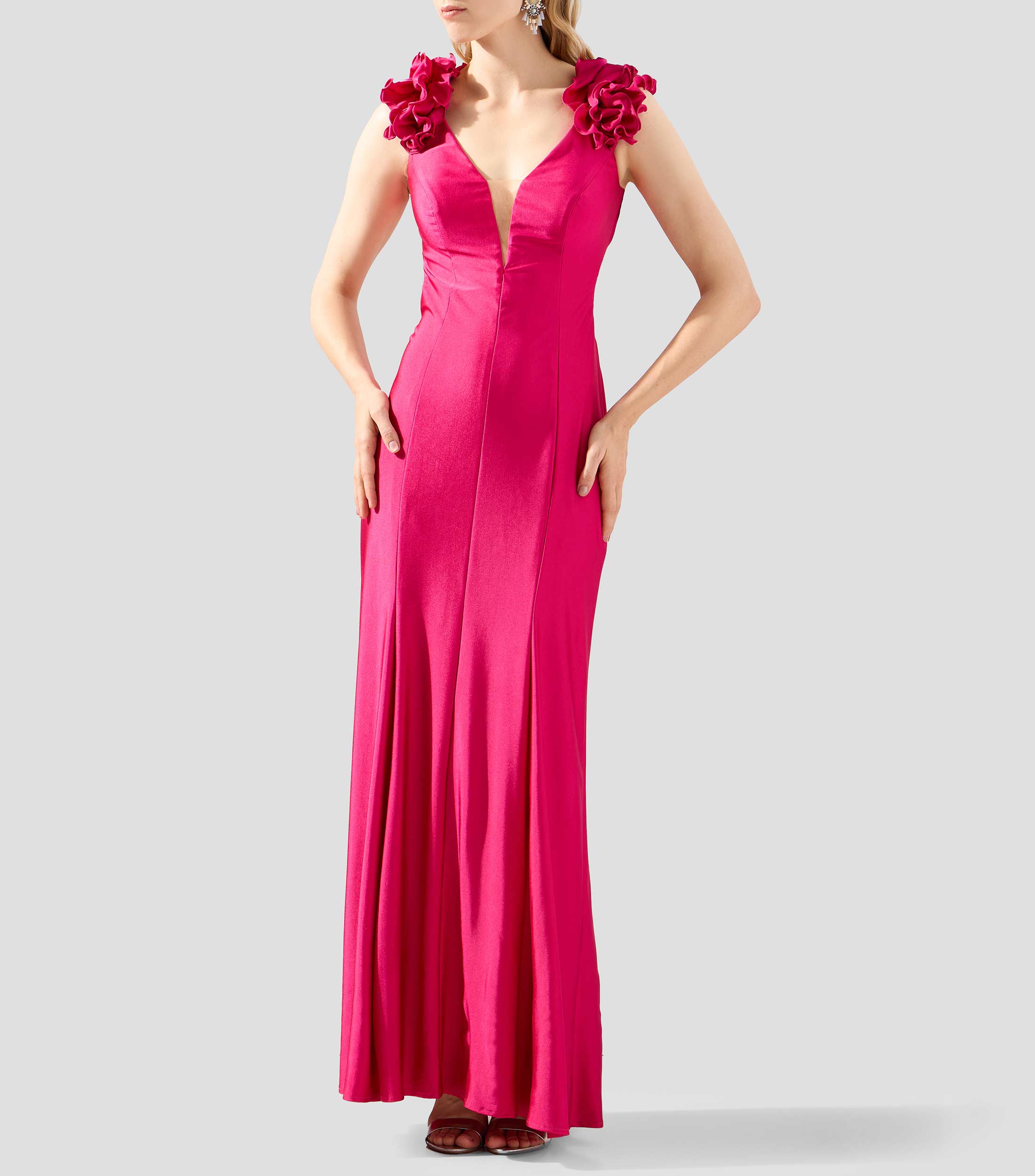 Vestido de fiesta largo liso Mujer