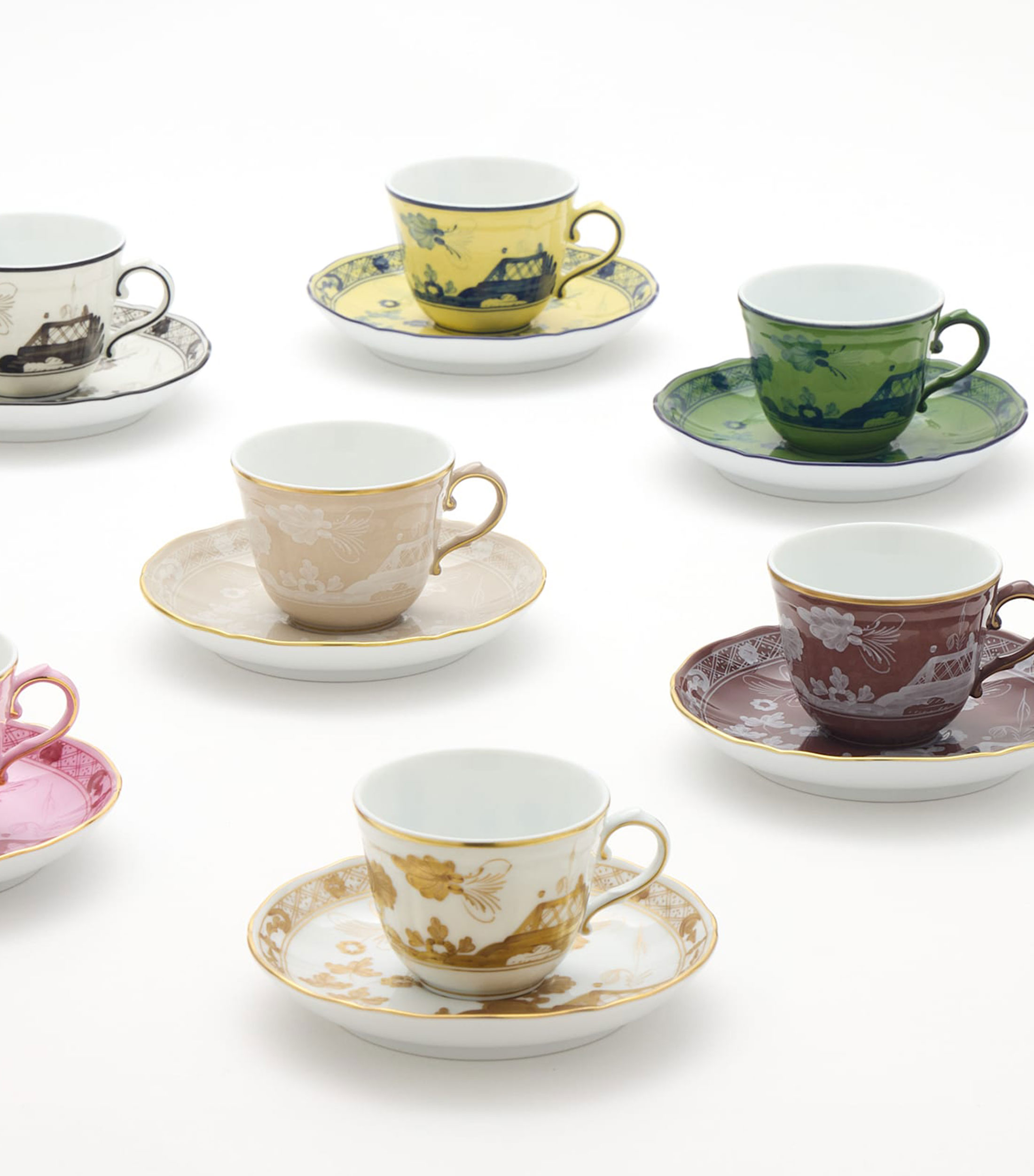 Plato para taza de café Oriente Italiano con flores