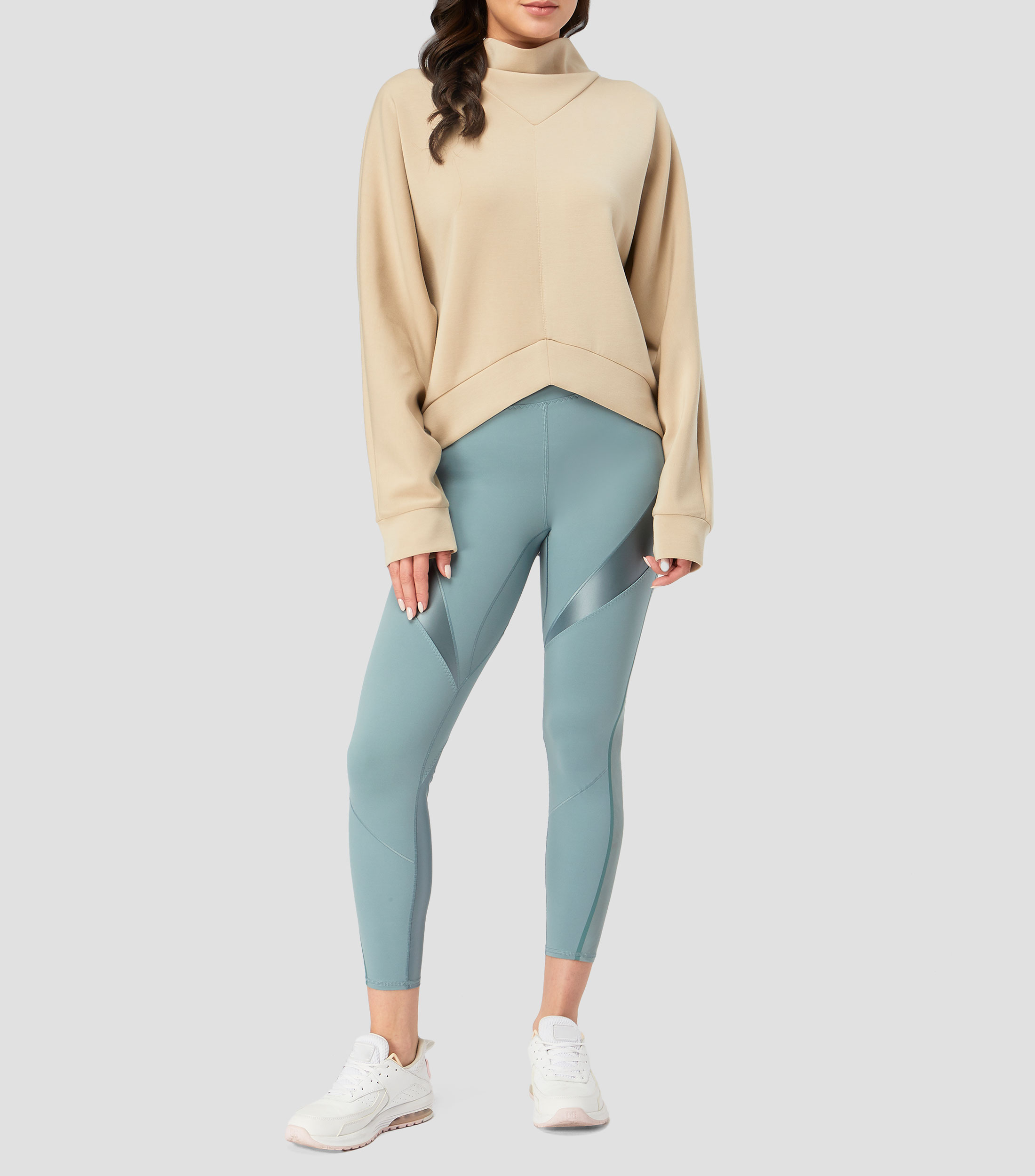Sudadera loose fit con cuello mao alto drapeado Mujer