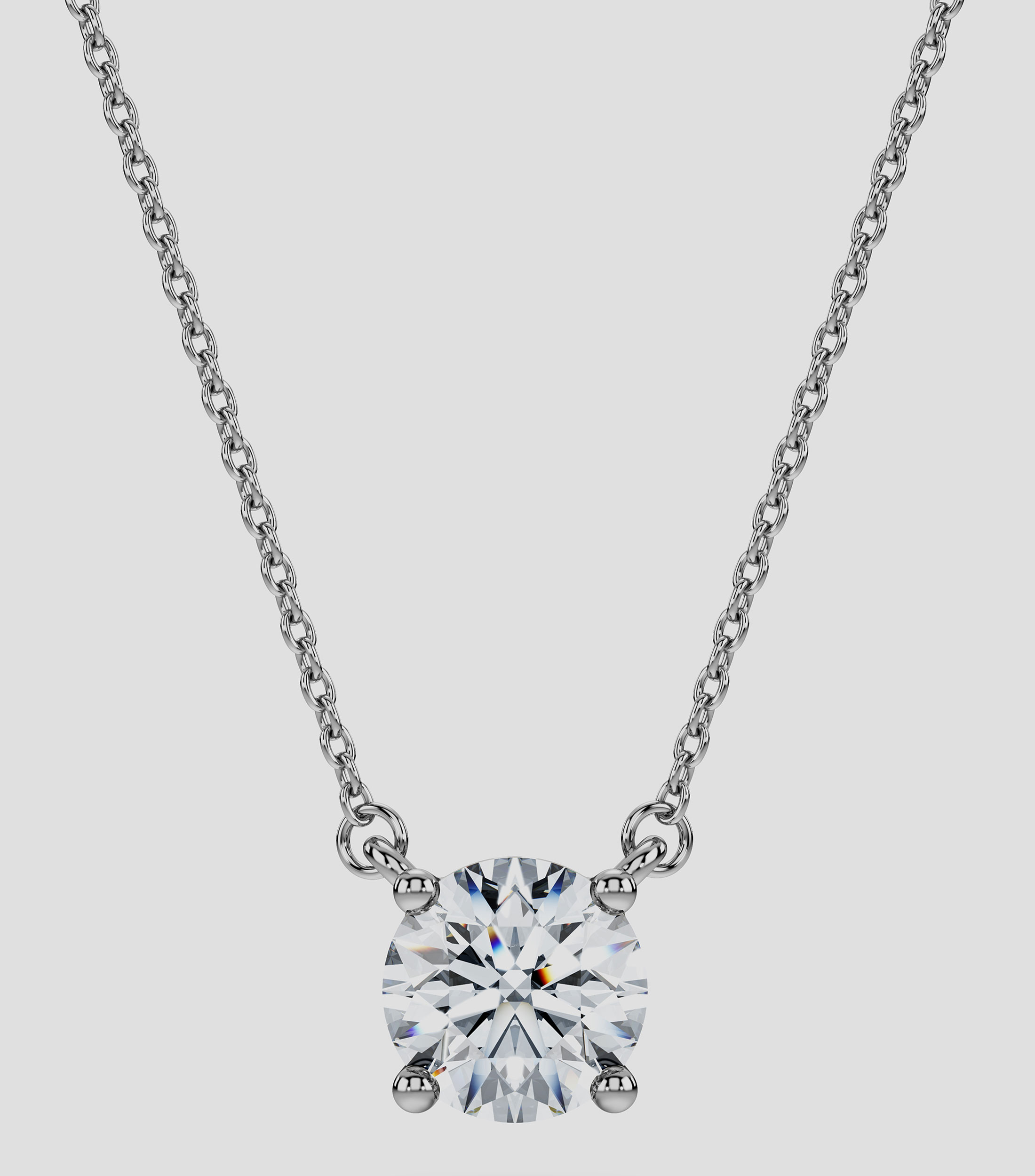 Collar solitario en oro blanco 18 Kilates con diamante Mujer