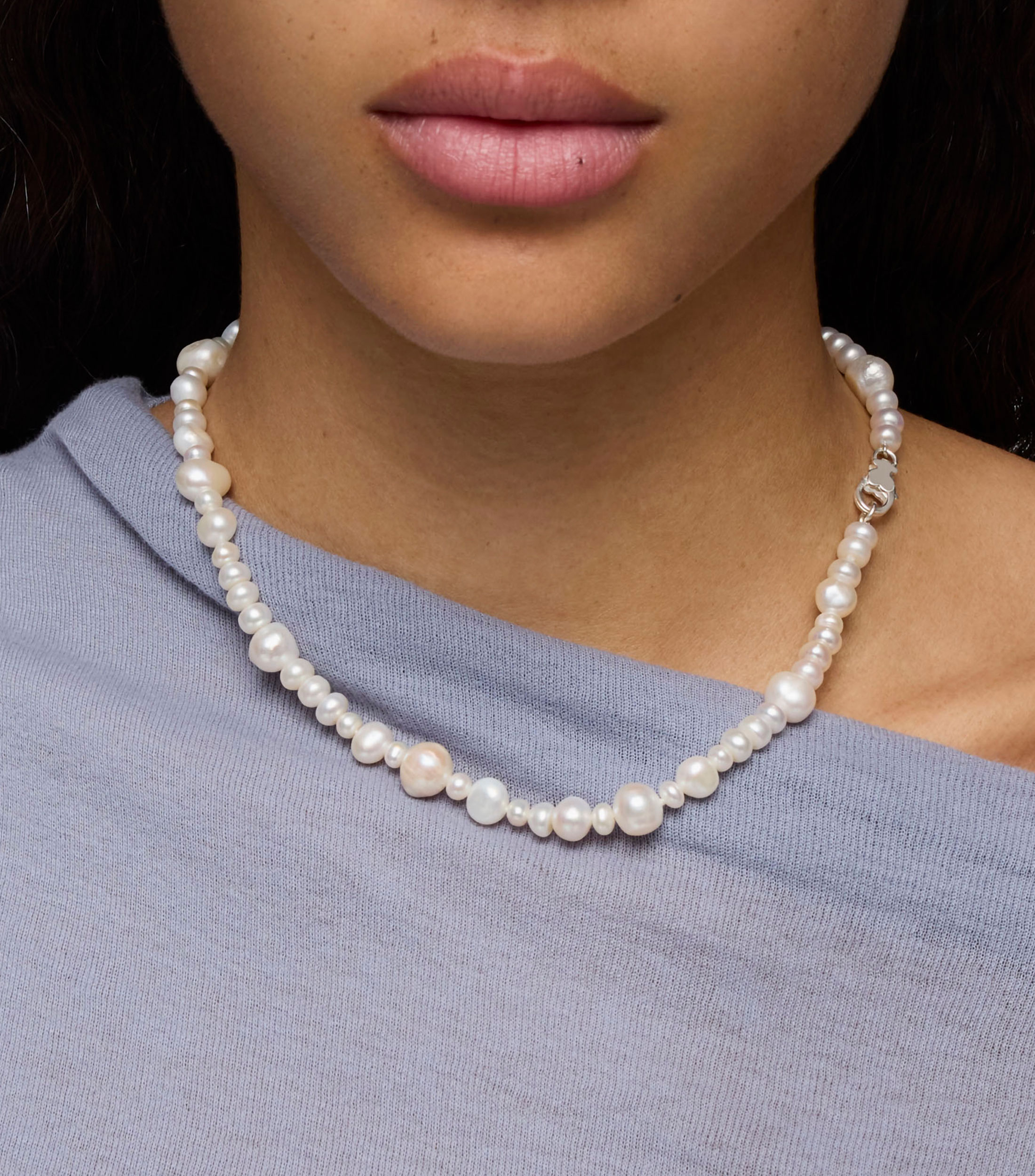 Collar en plata con perlas Mujer
