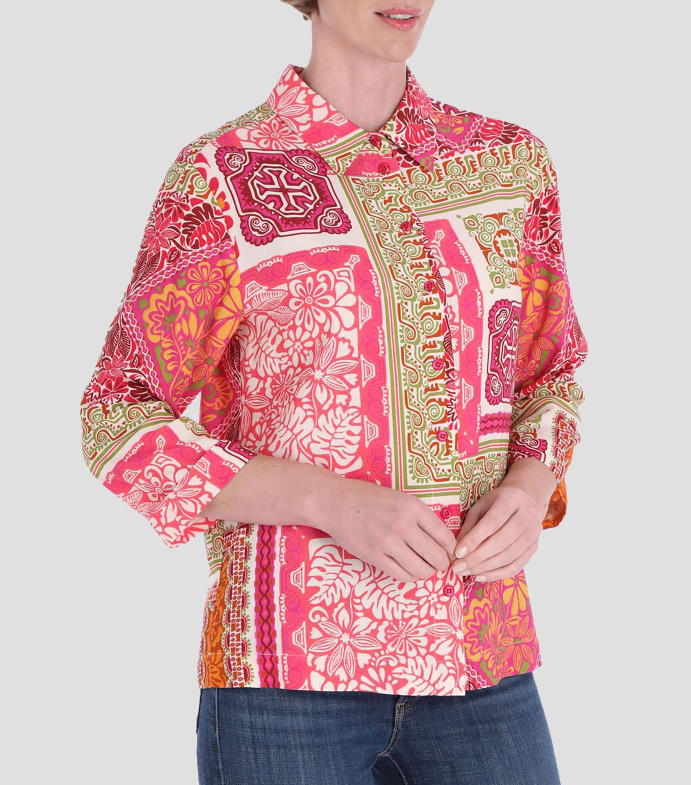 Blusa estampada manga 3/4 línea Petite Mujer