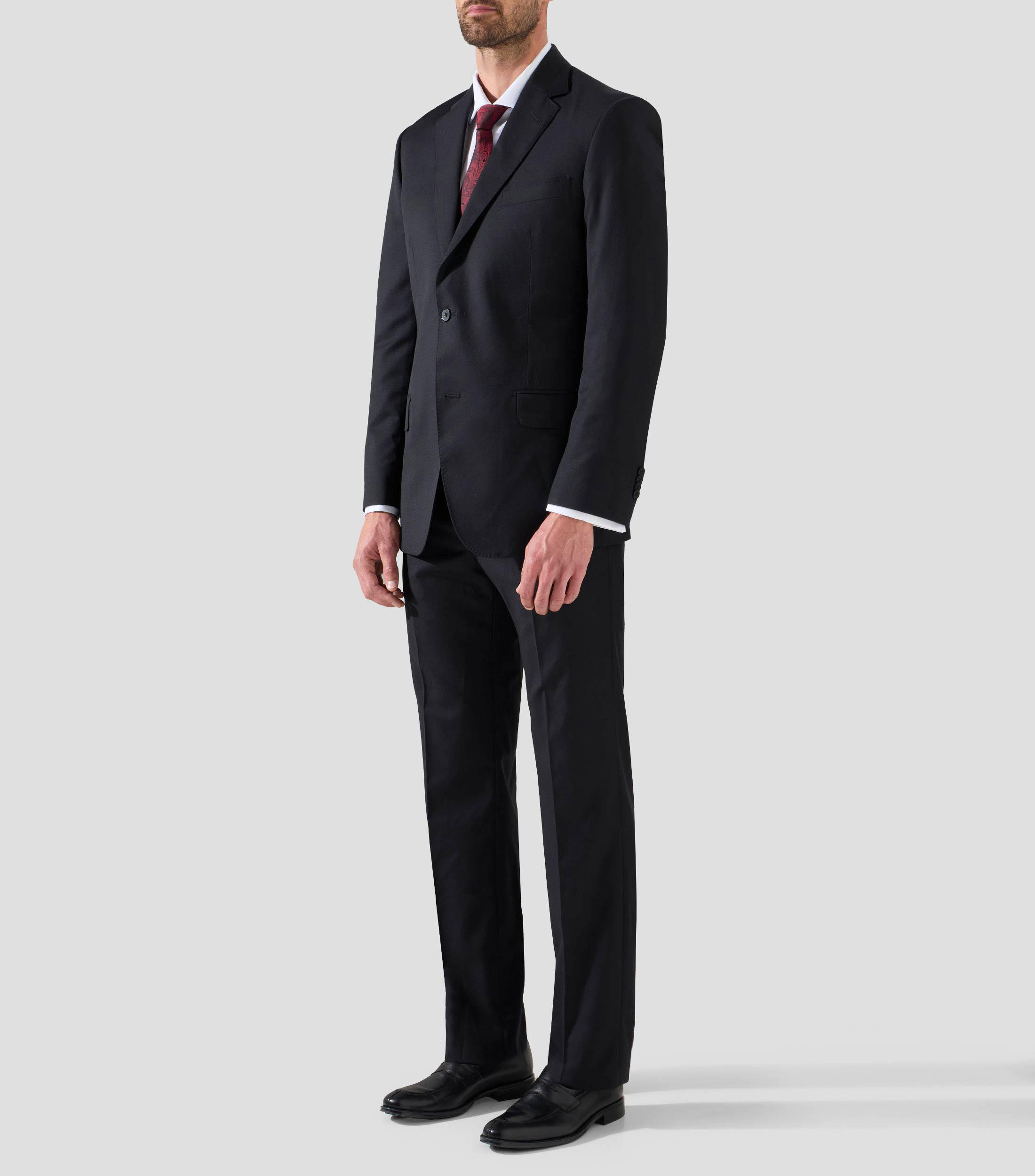 Traje de lana corte regular liso Hombre