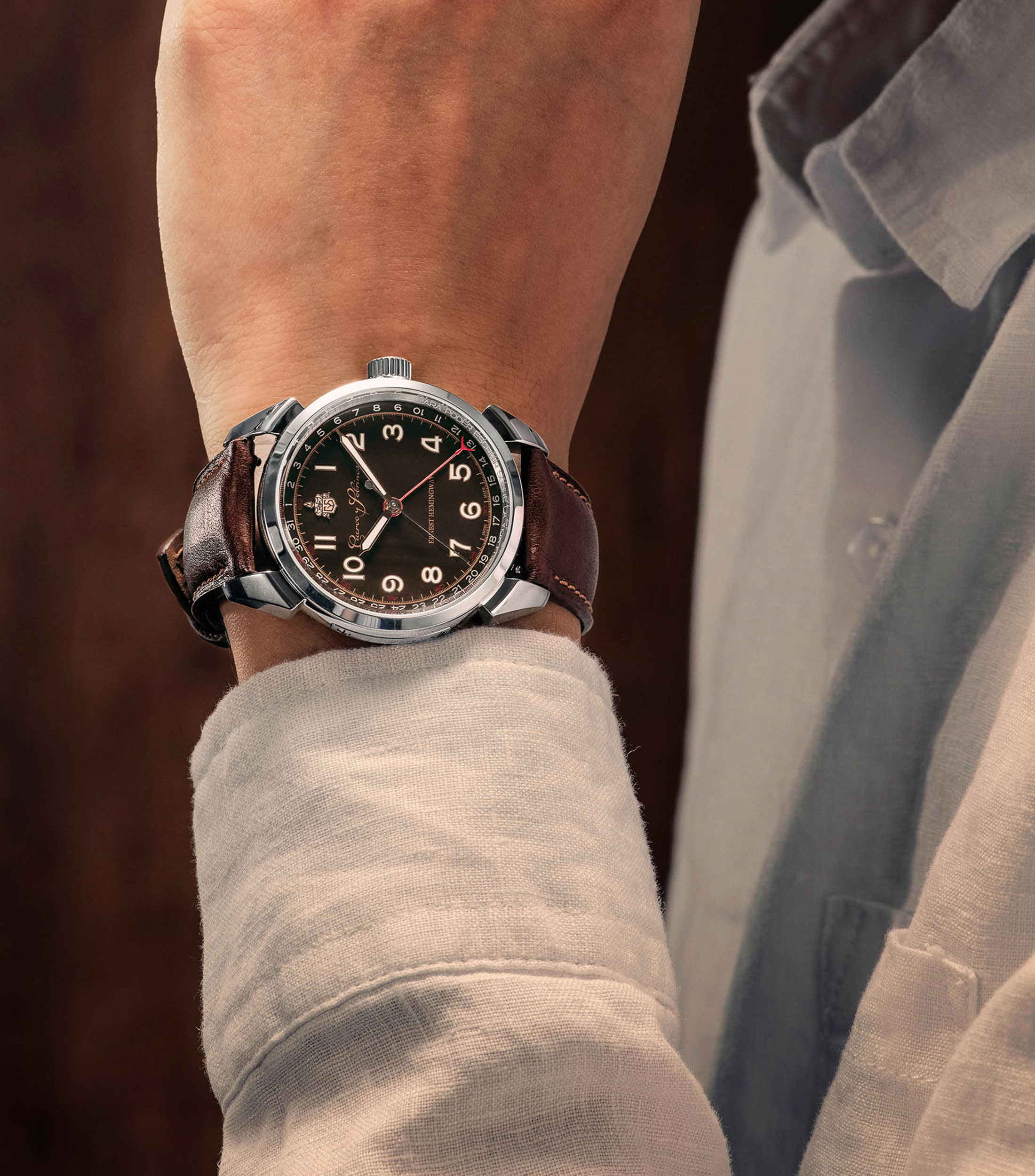 Reloj para Hombre Hemingway casual plateado/café