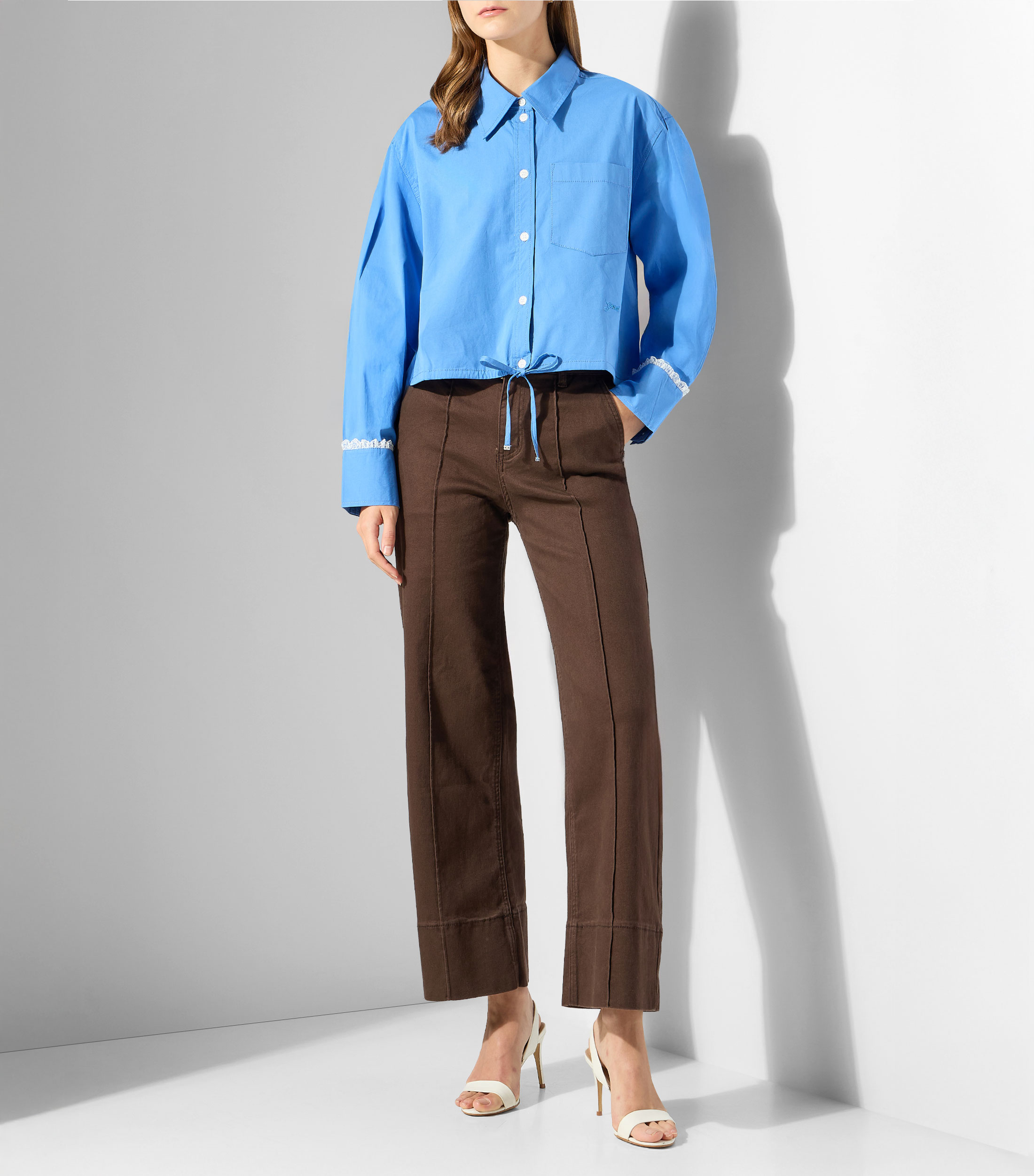 Camisa lisa manga larga Mujer