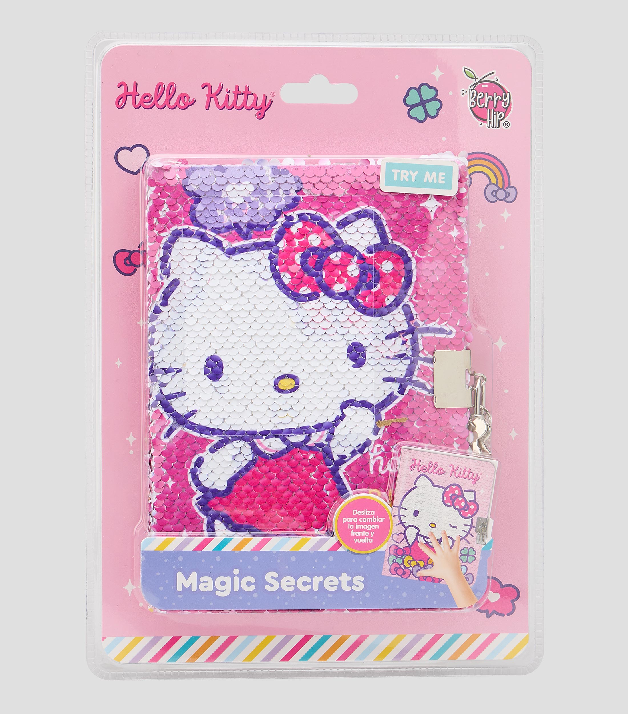 Diario con lentejuelas reversible y accesorios Hello Kitty