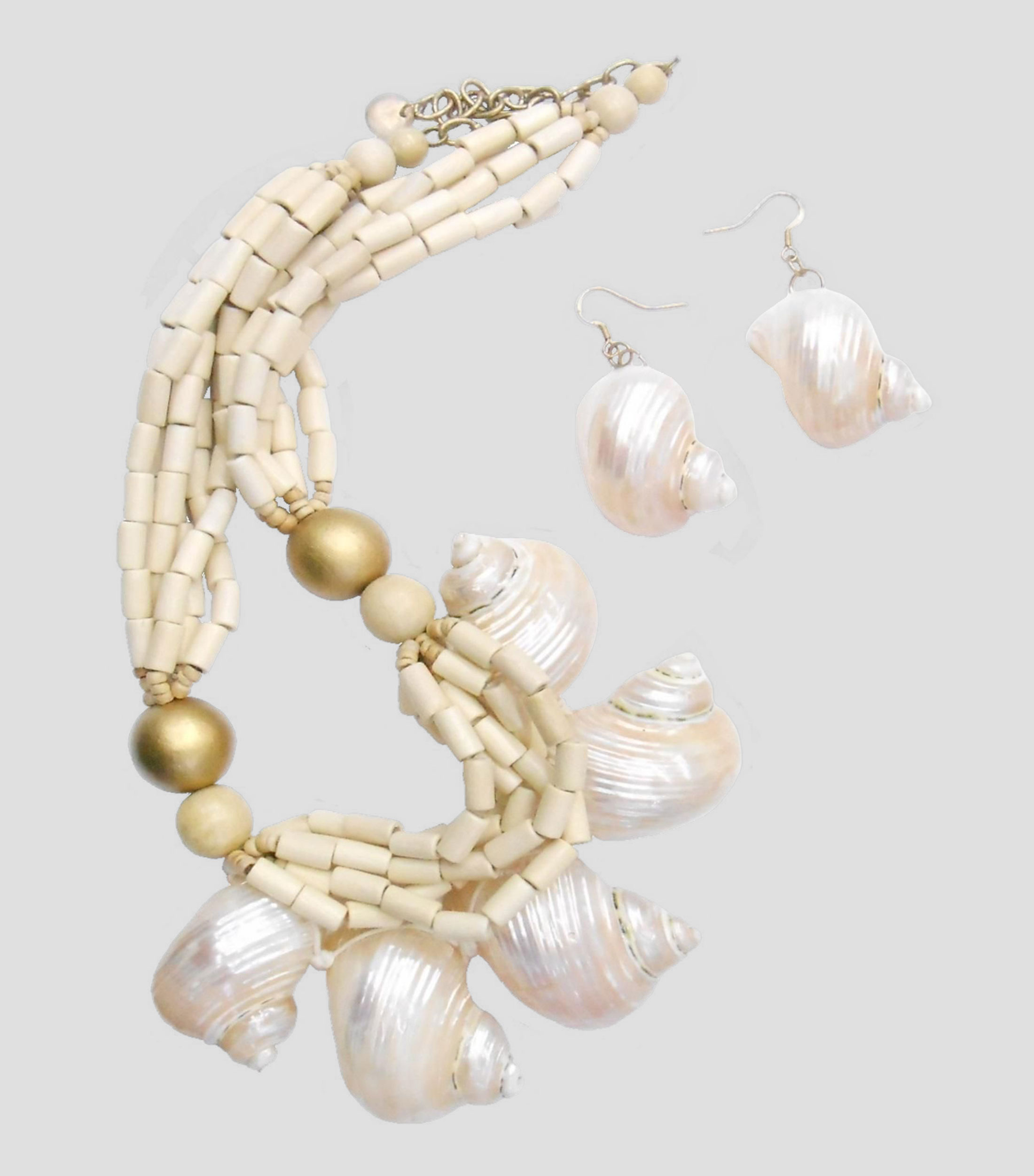 Set collar y aretes conchas de caracoles Mujer